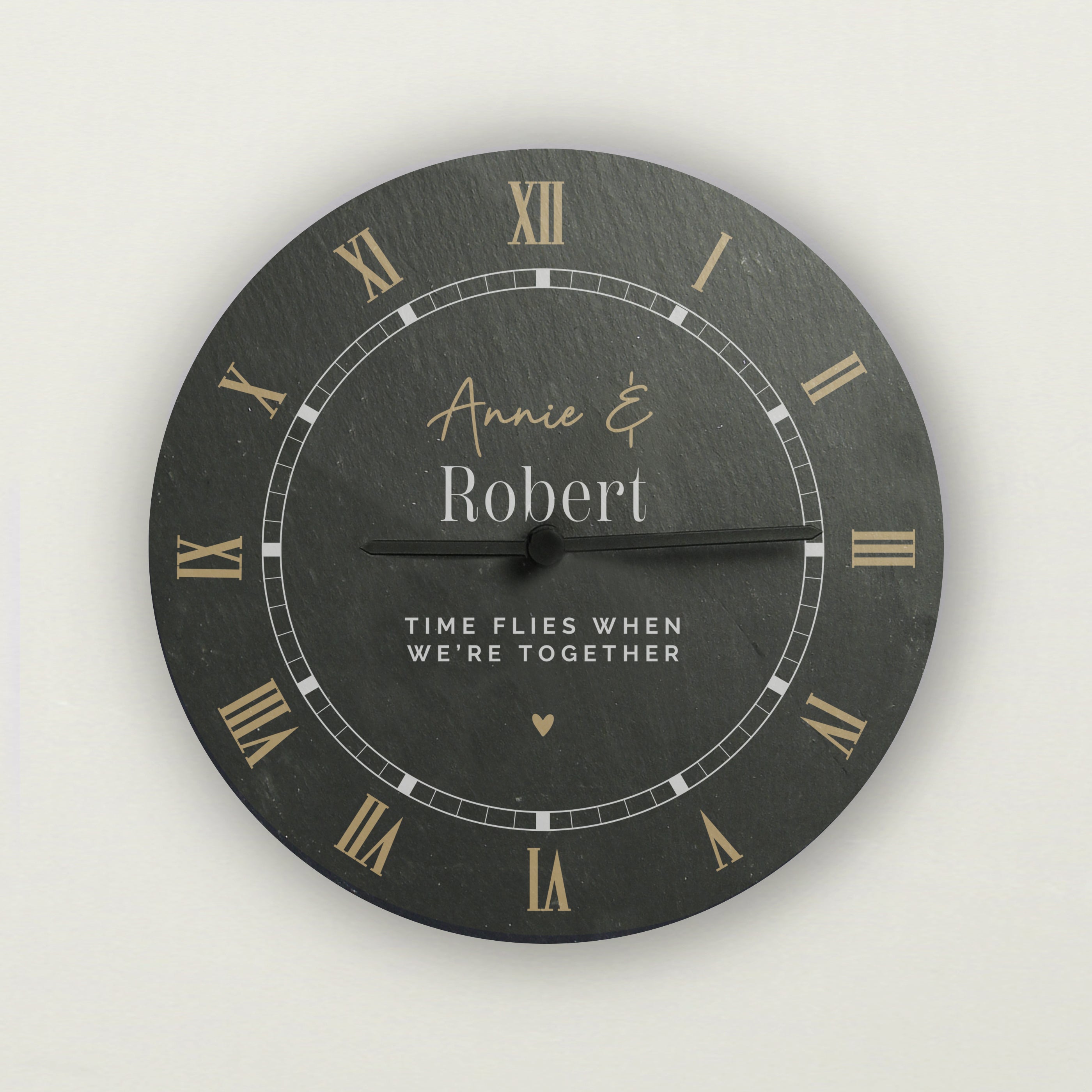 Personalised Black & Gold Slate Clock