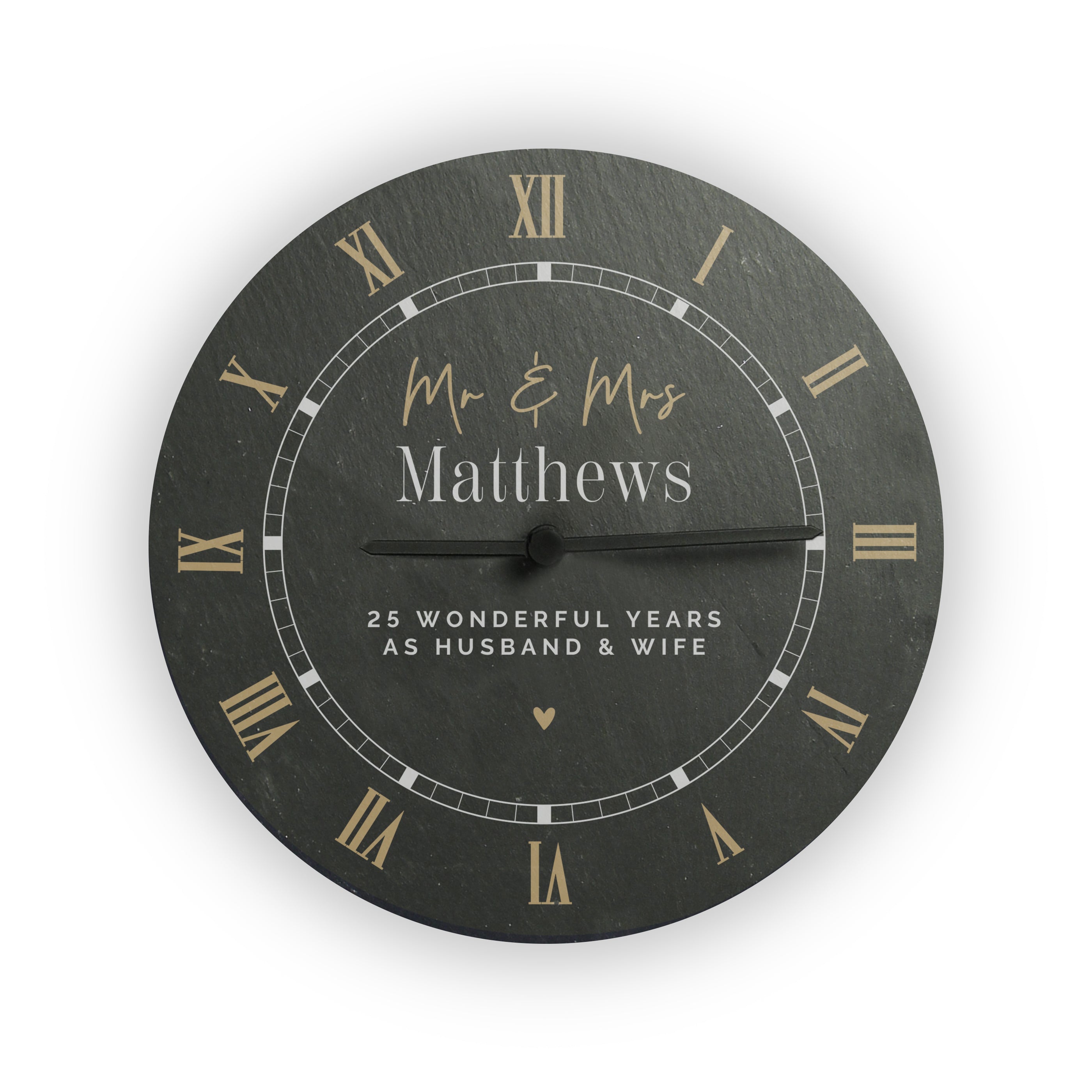 Personalised Black & Gold Slate Clock