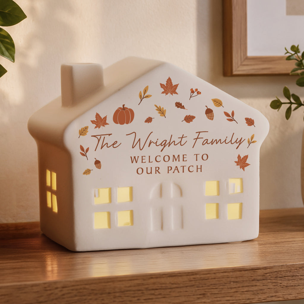 Personalised Autumnal Leaves LED House
