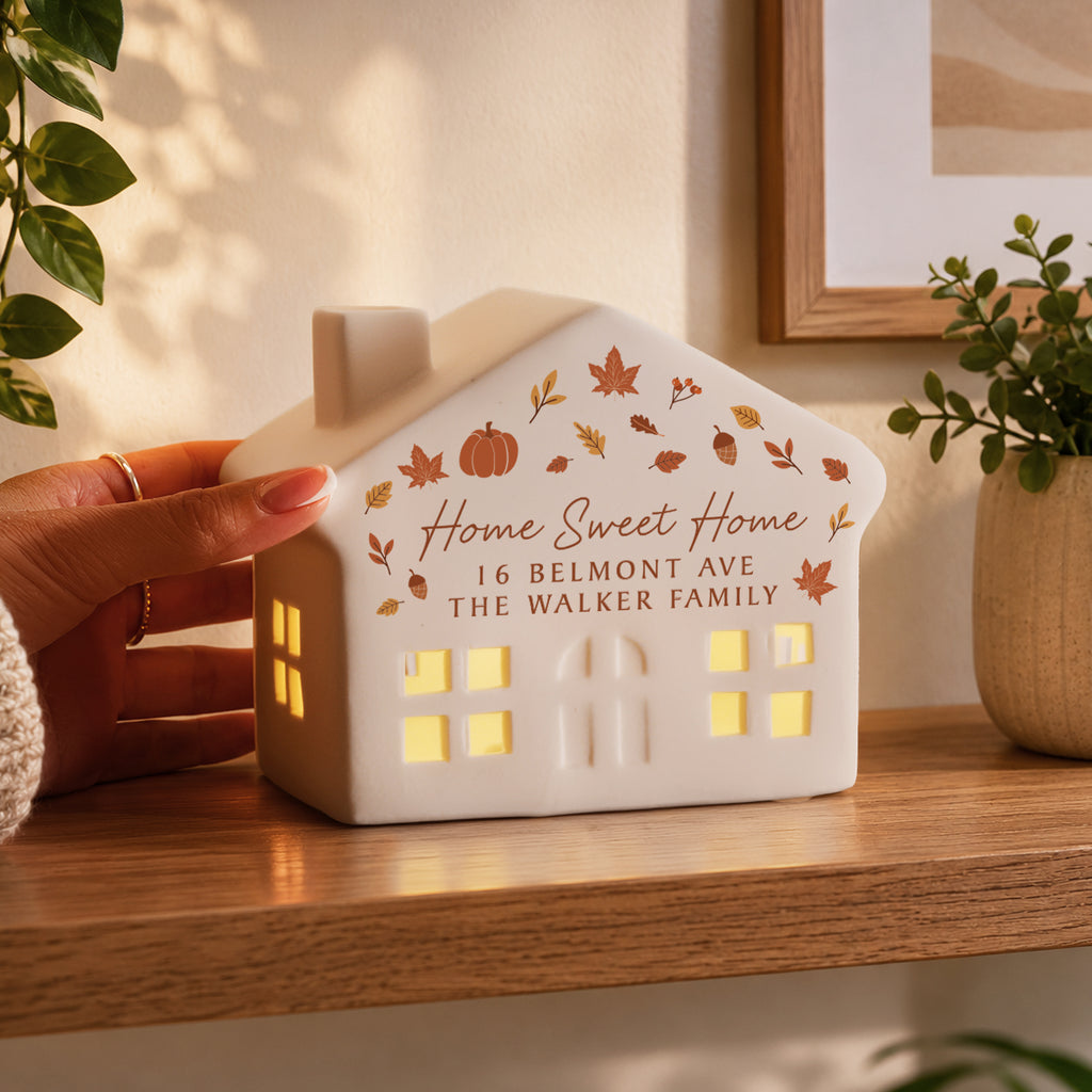 Personalised Autumnal Leaves LED House