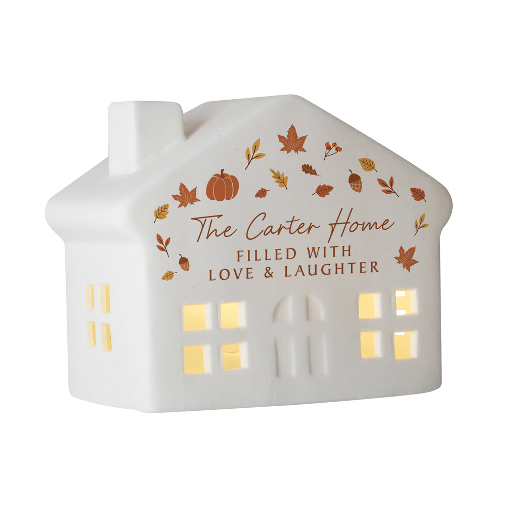 Personalised Autumnal Leaves LED House