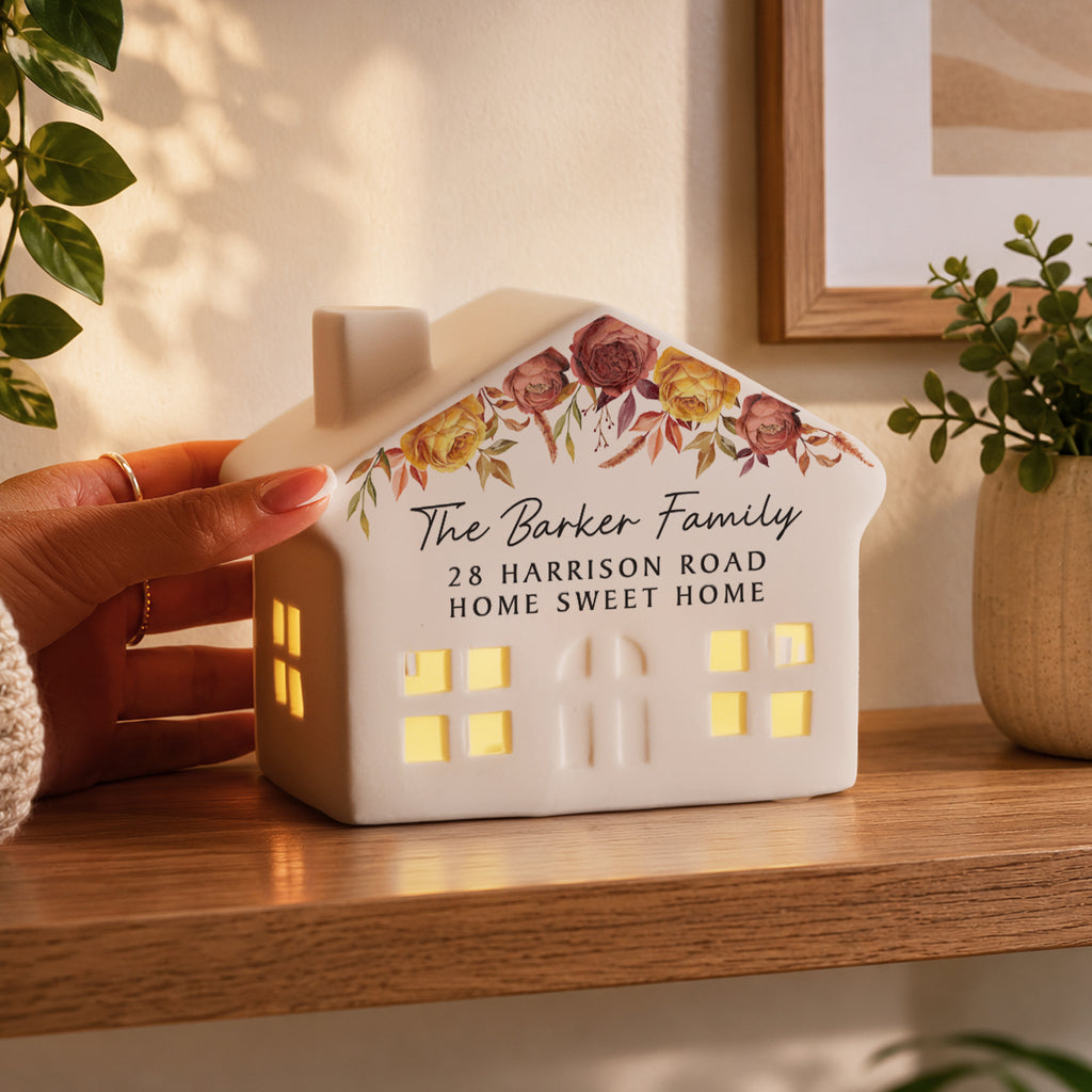 Personalised Floral Autumnal LED House