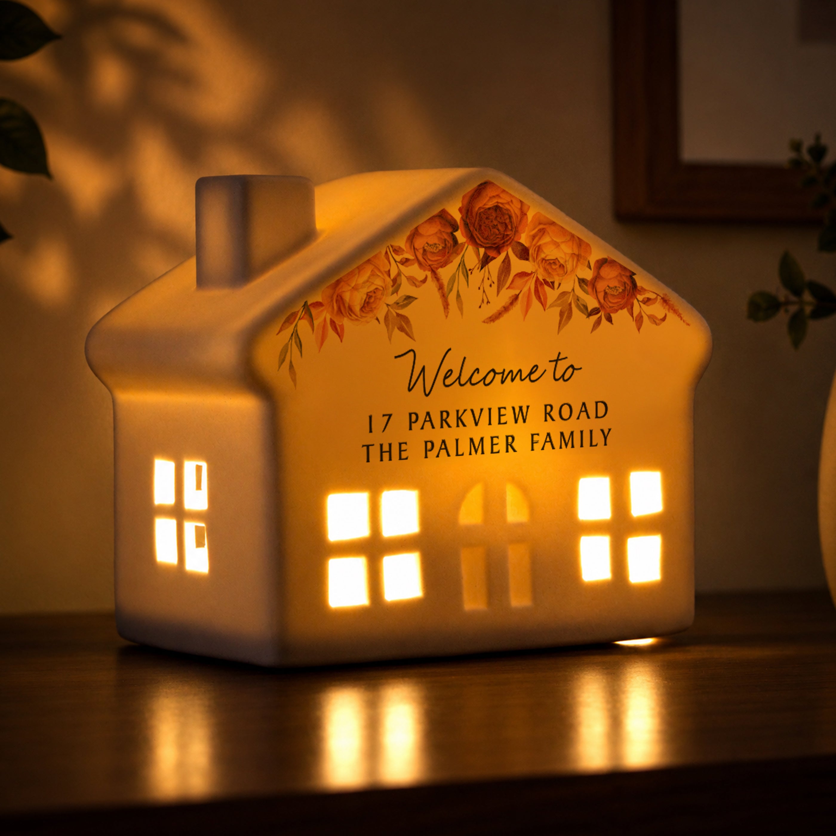 Personalised Floral Autumnal LED House
