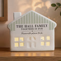 Personalised Green Stripe LED Ceramic House Ornament