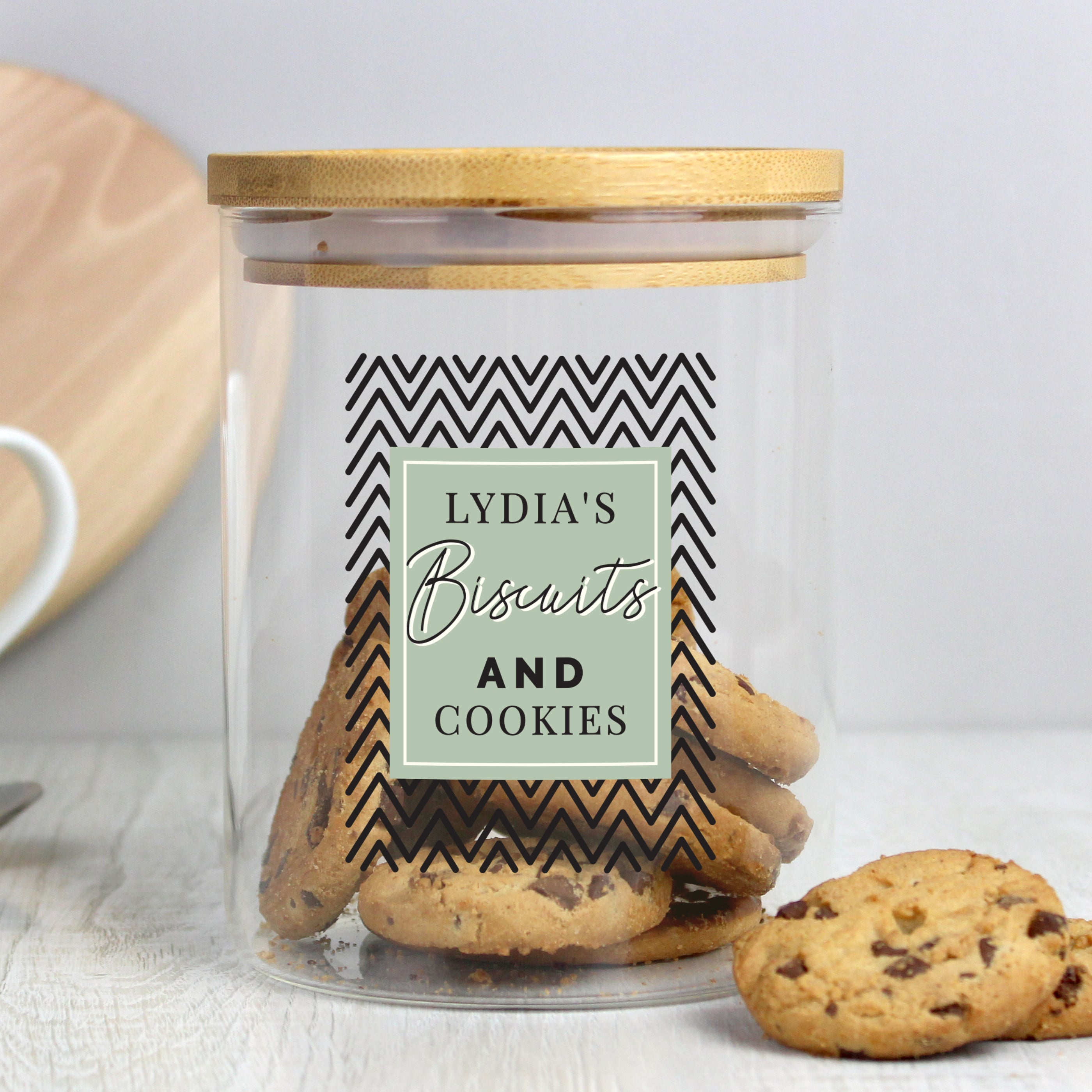 Personalised Free Text Glass Jar with Bamboo Lid