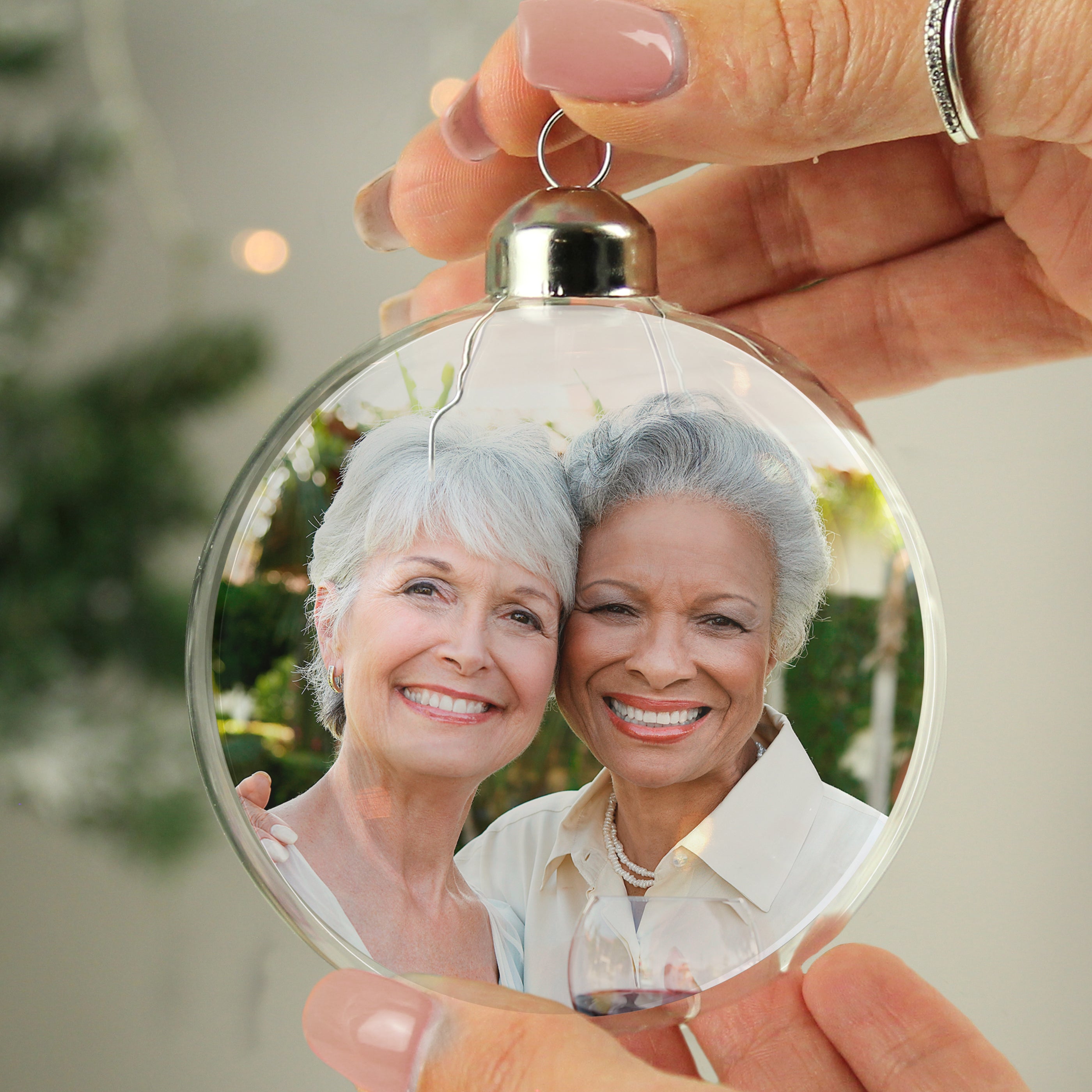 Personalised Photo Upload Glass Bauble