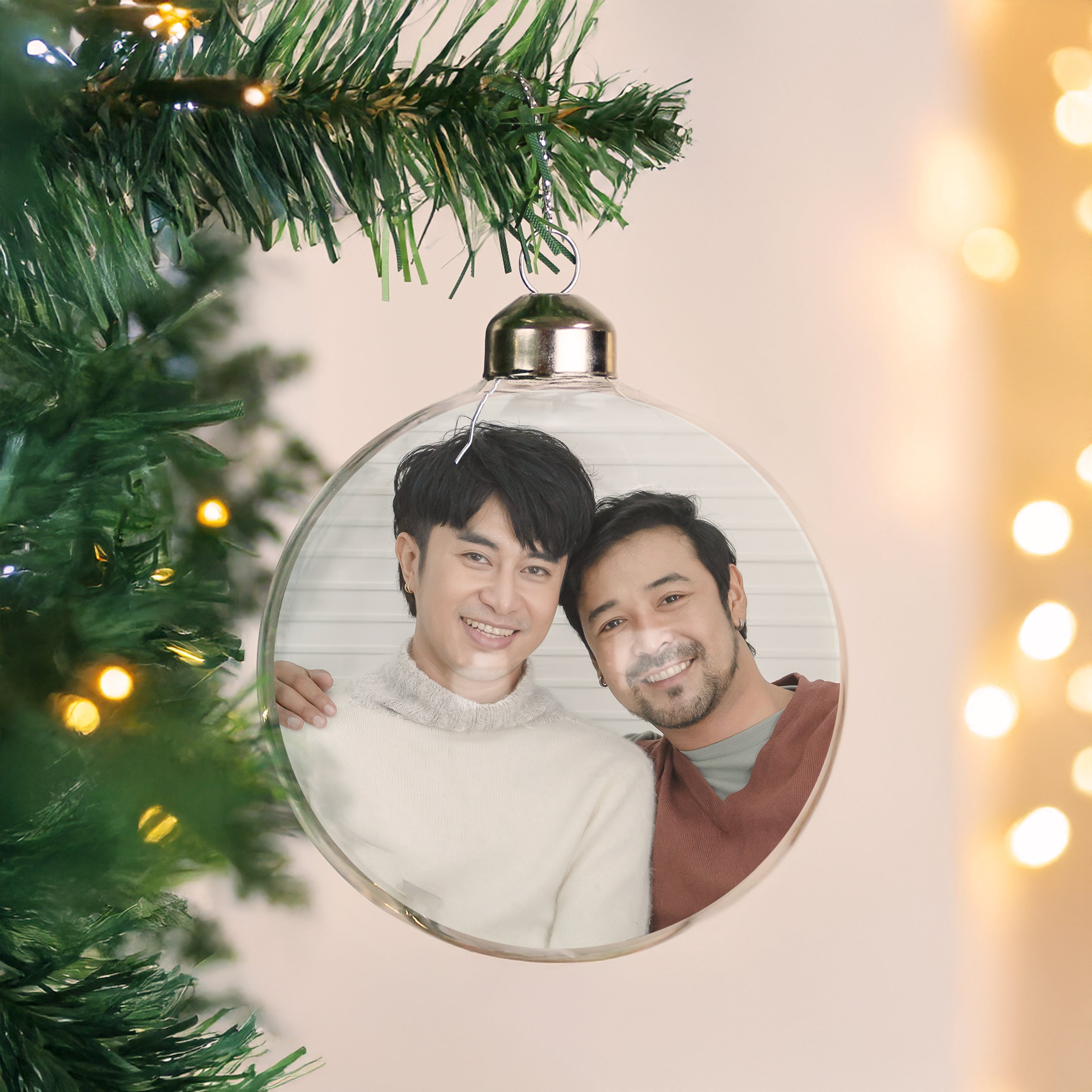 Personalised Photo Upload Glass Bauble