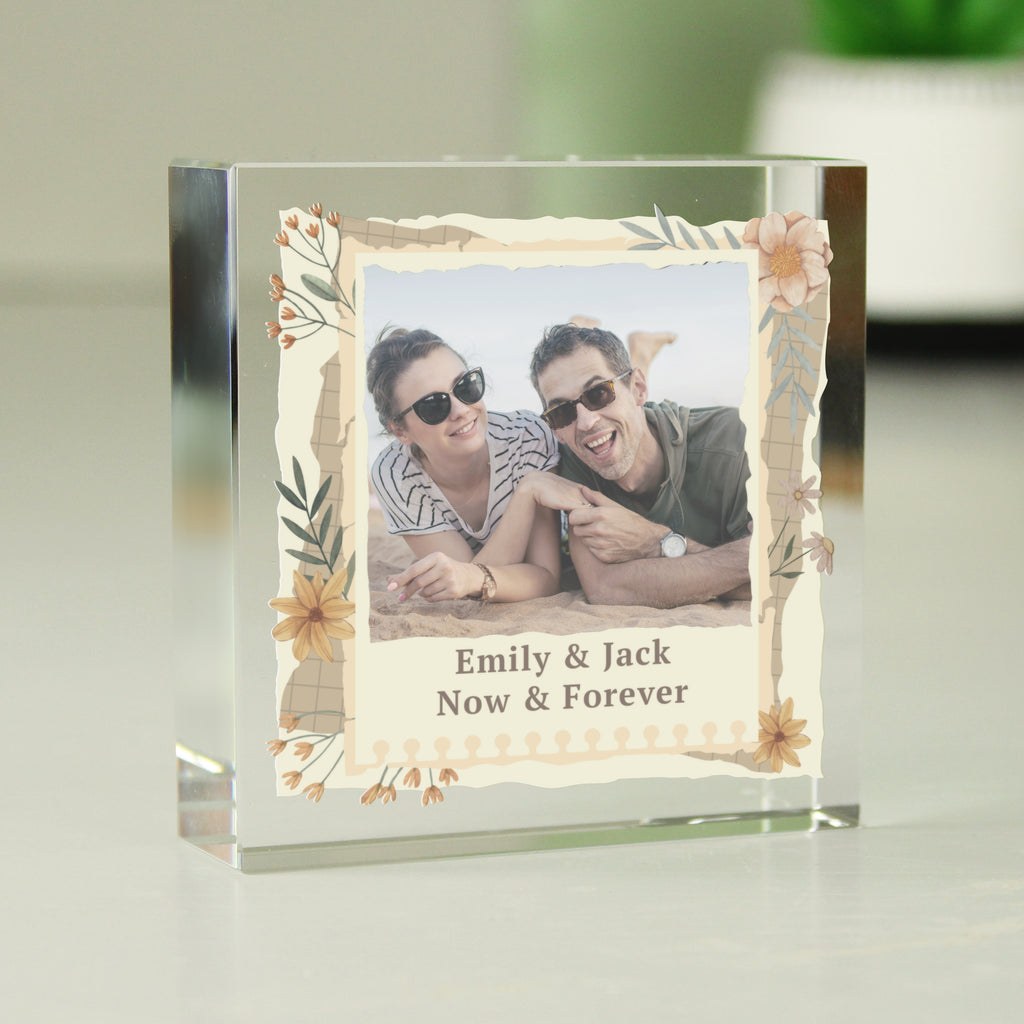 Personalised Wild Flowers Photo Upload Small Crystal Token