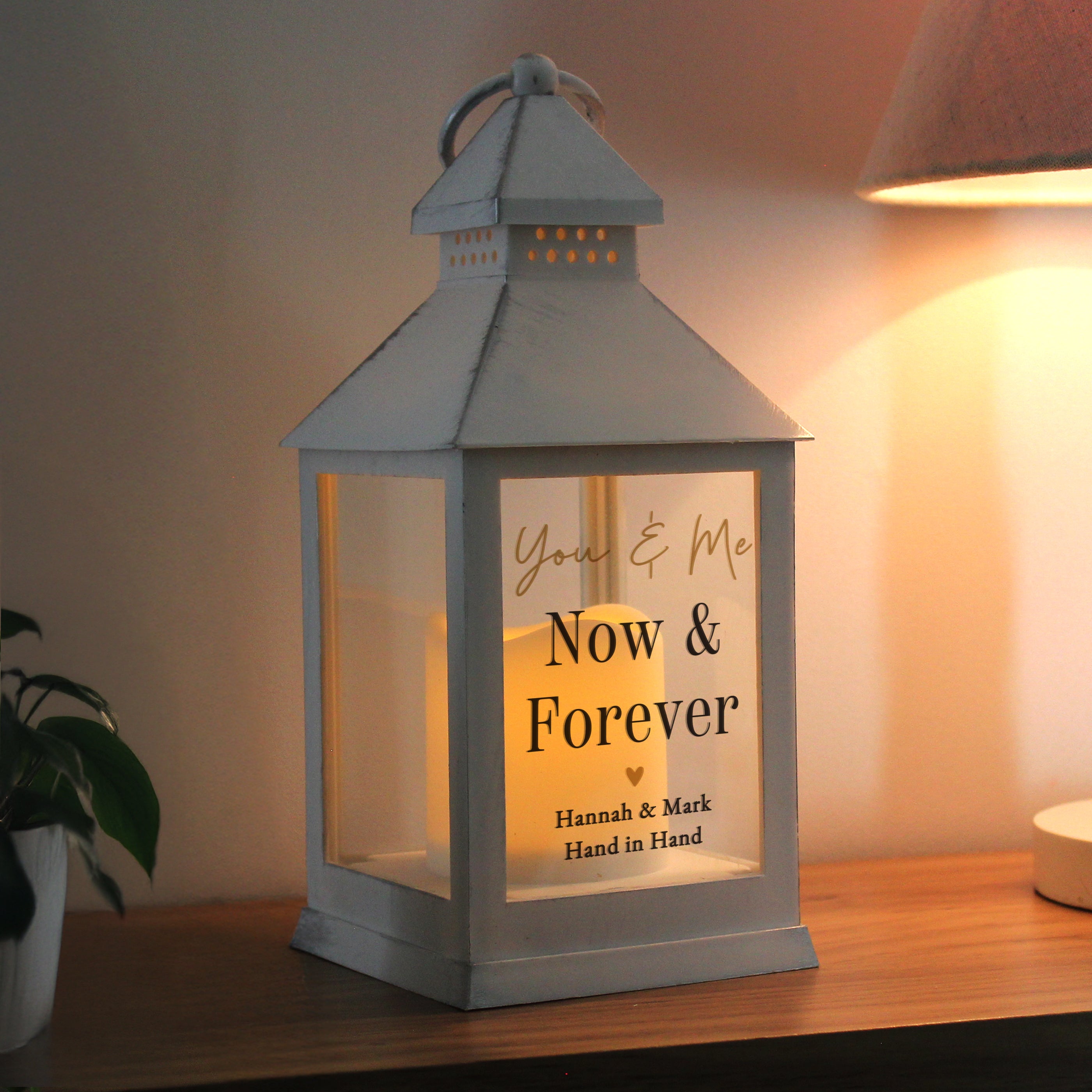 Personalised Black & Gold Free Text White Lantern