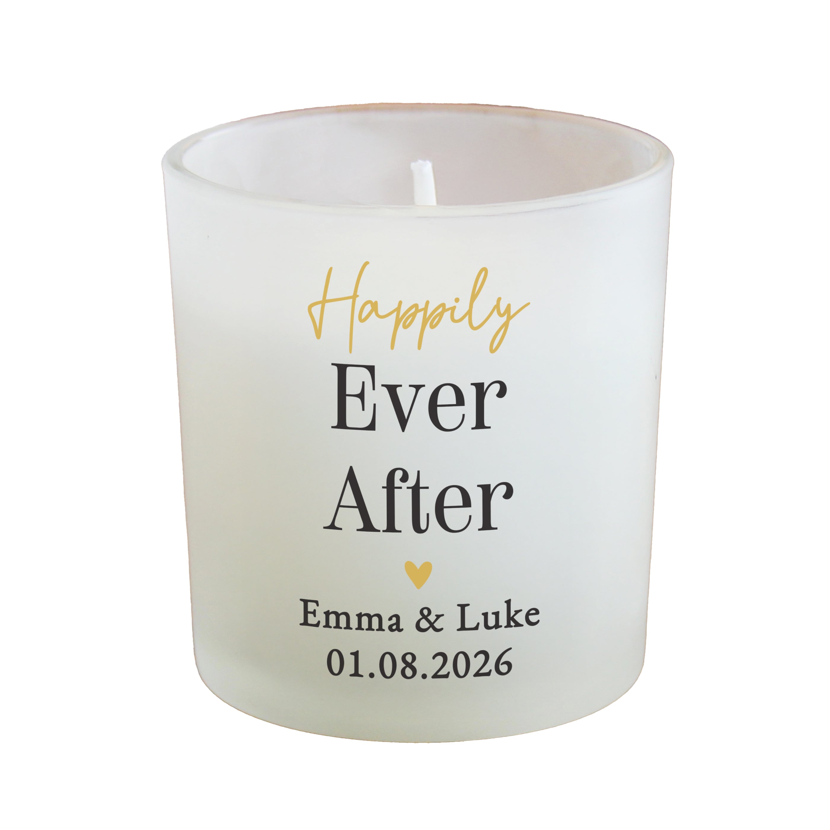 Personalised Black & Gold Free Text Frosted Candle