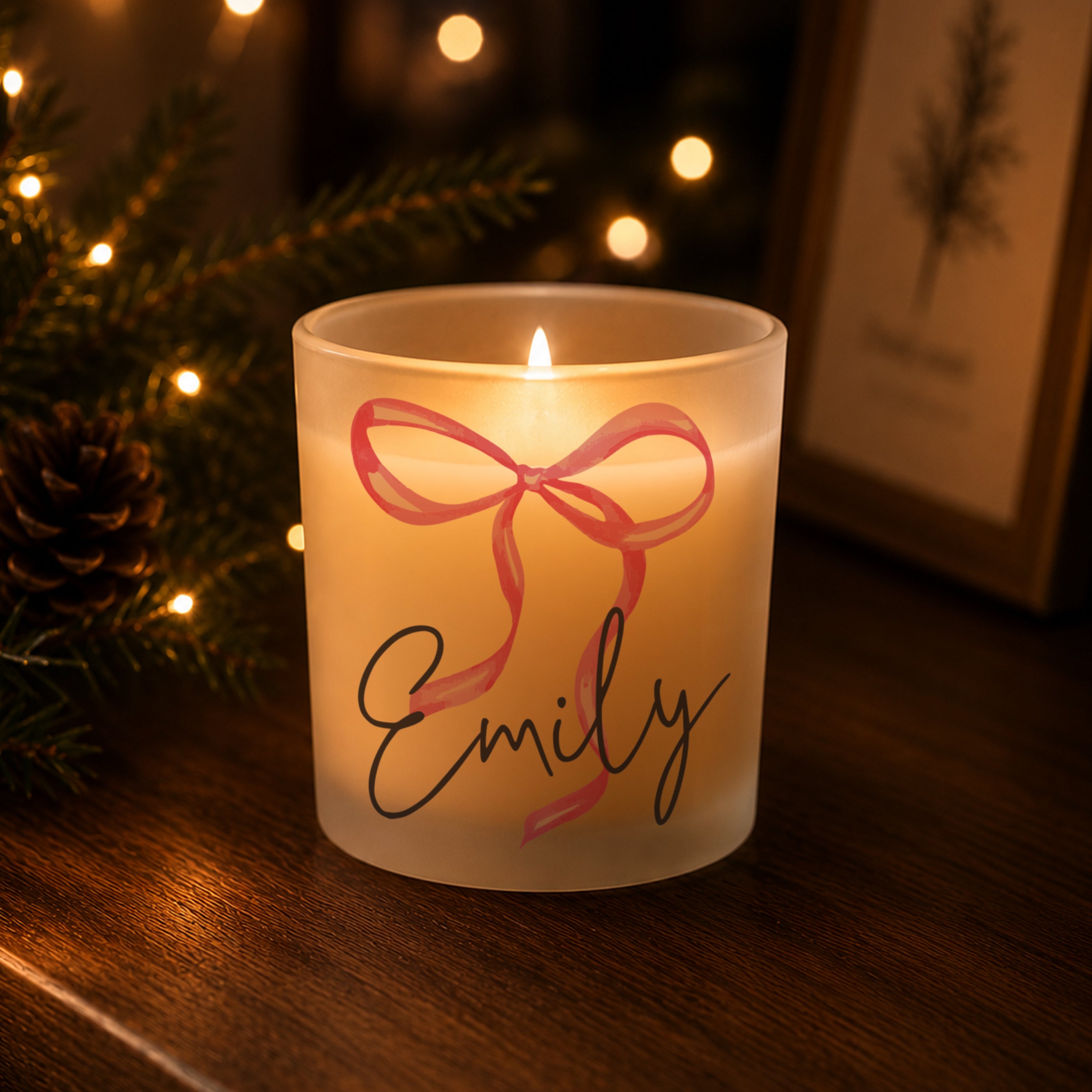 Personalised Pink Bow Candle Jar