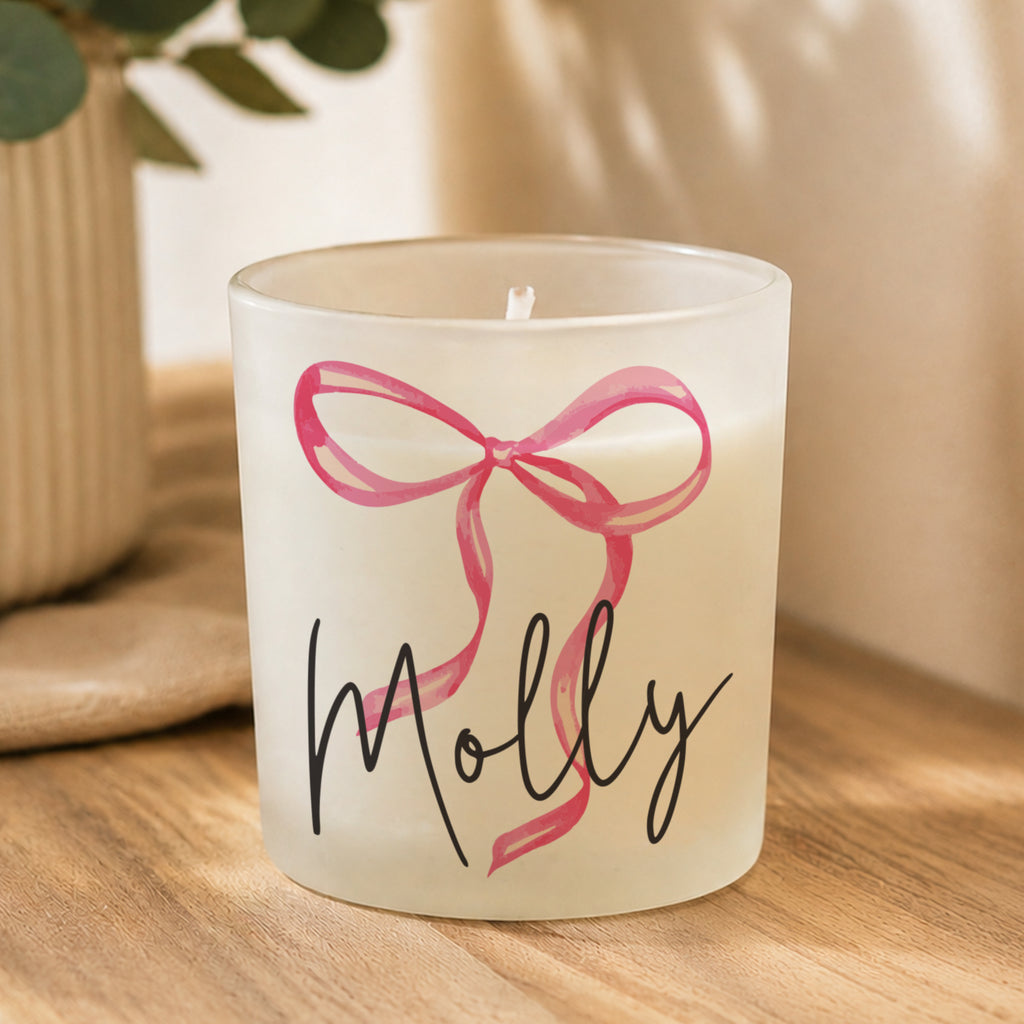 Personalised Pink Bow Candle Jar