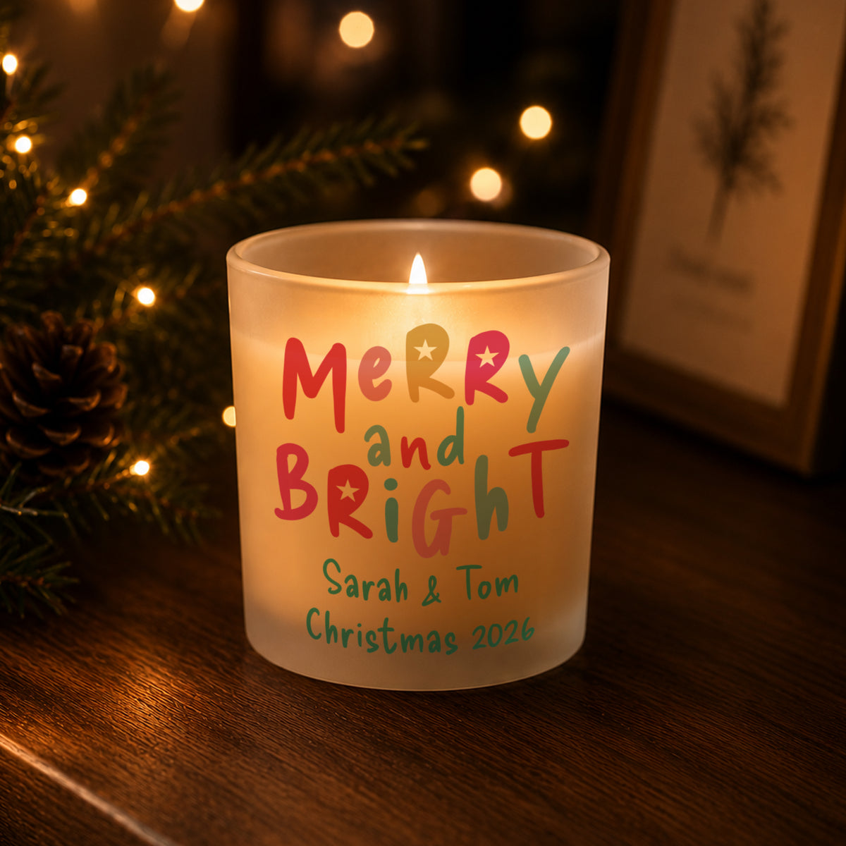 Personalised Merry & Bright Candle Jar