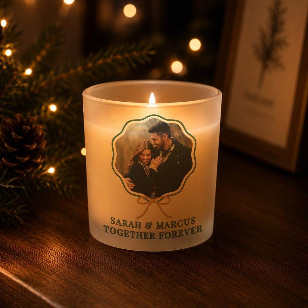 Personalised Scallop Bow Photo Upload Photo Jar Candle