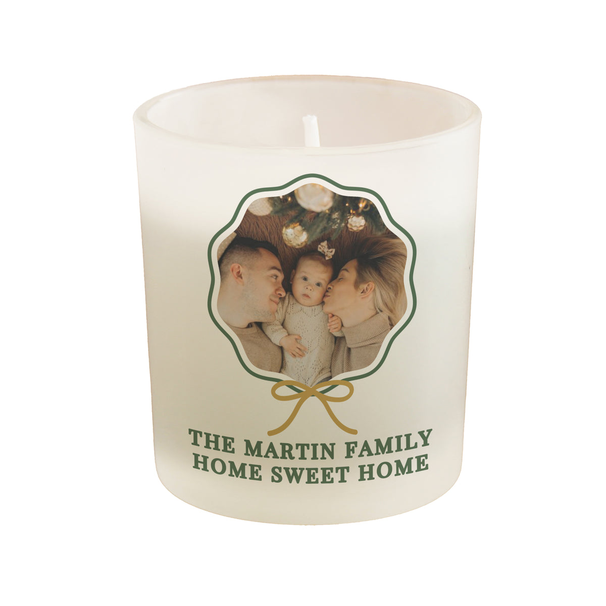 Personalised Scallop Bow Photo Upload Photo Jar Candle