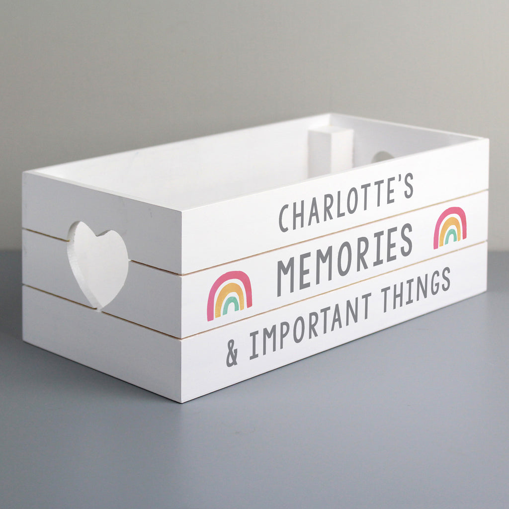 Personalised Rainbows White Wooden Crate