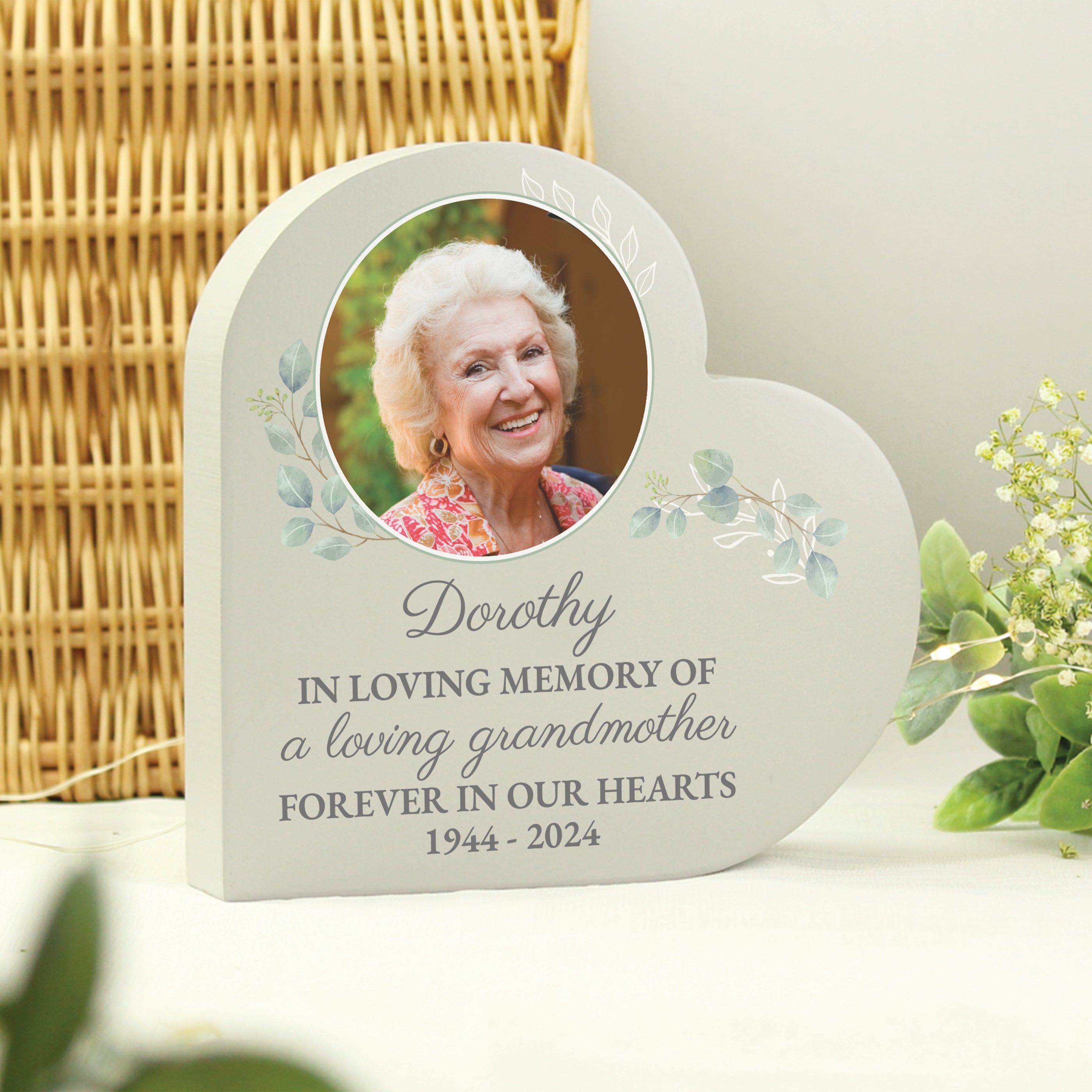 Personalised Photo Upload Wedding Memory Table Heart Ornament