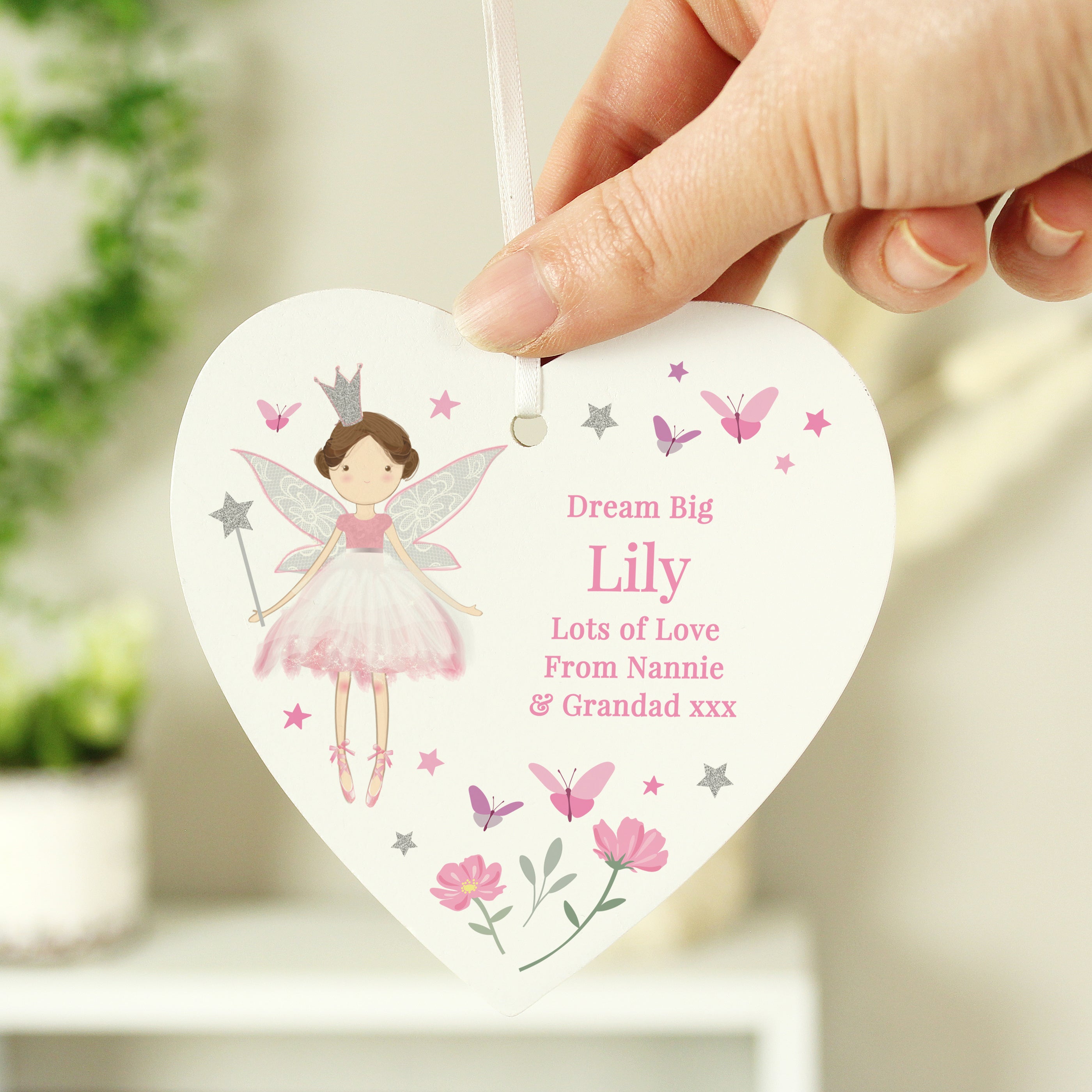 Personalised Fairy Princess Hanging Heart Ornament