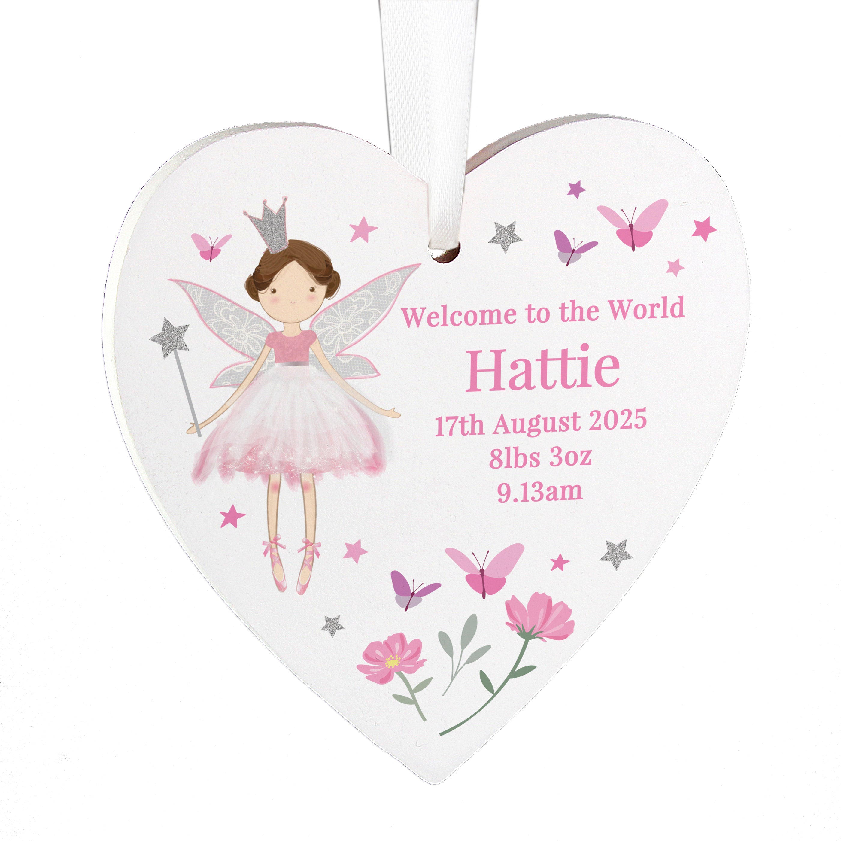 Personalised Fairy Princess Hanging Heart Ornament
