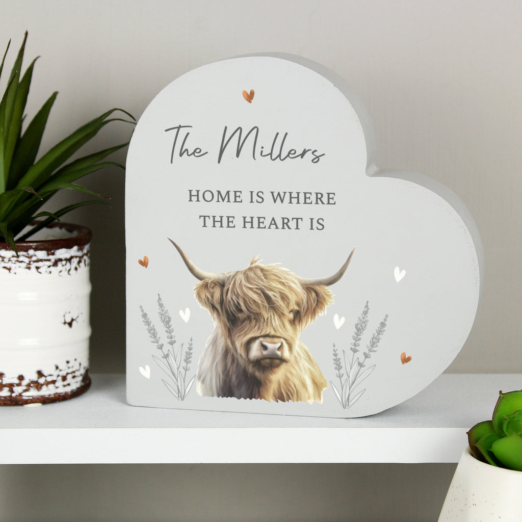 Personalised Highland Wooden Heart Ornament