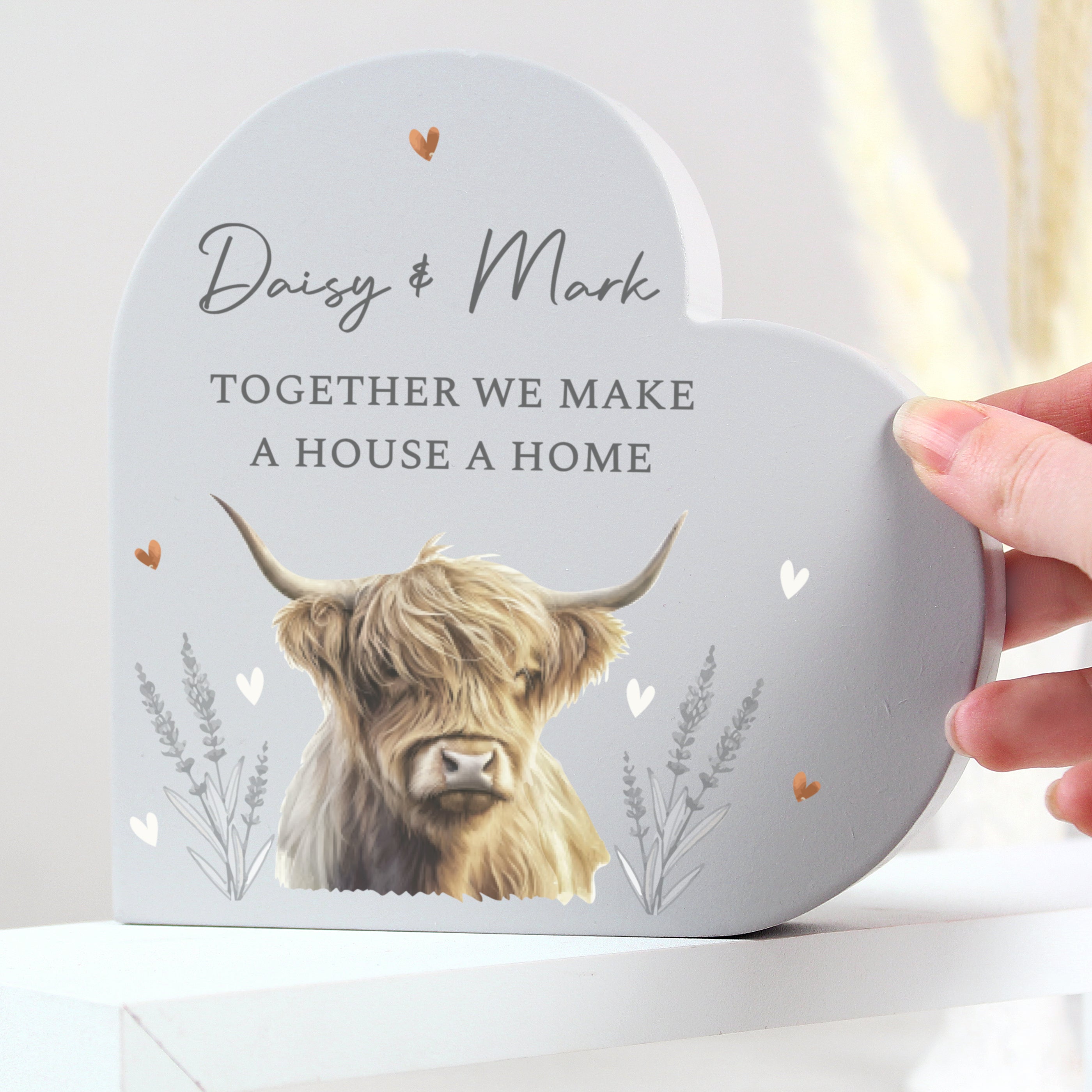 Personalised Highland Wooden Heart Ornament