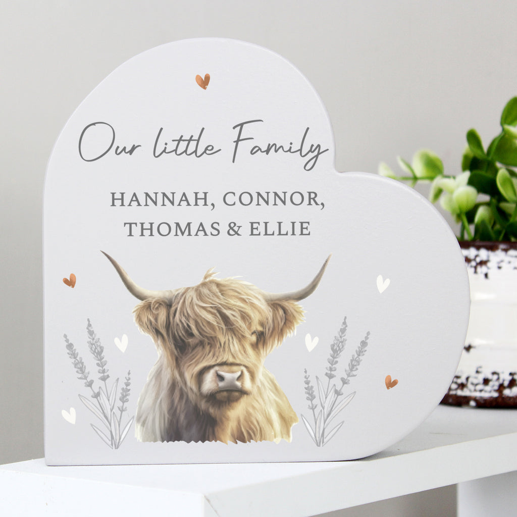 Personalised Highland Wooden Heart Ornament