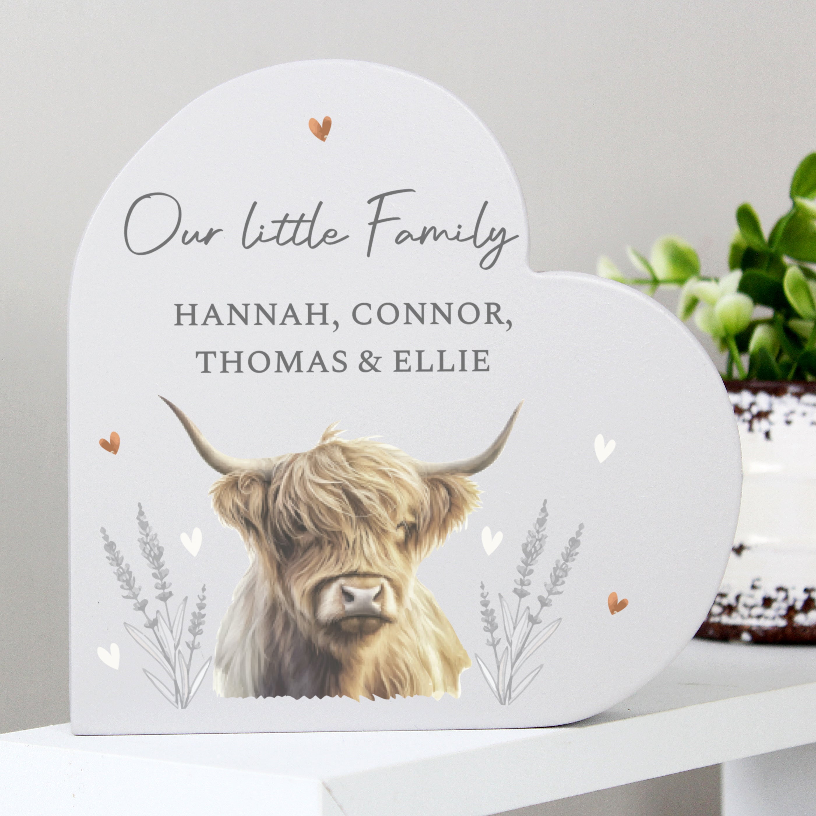 Personalised Highland Wooden Heart Ornament
