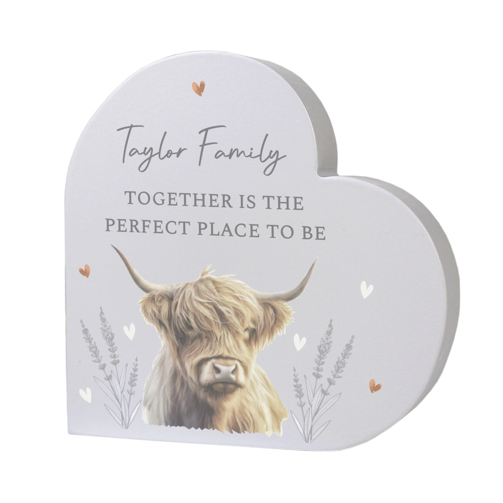 Personalised Highland Wooden Heart Ornament