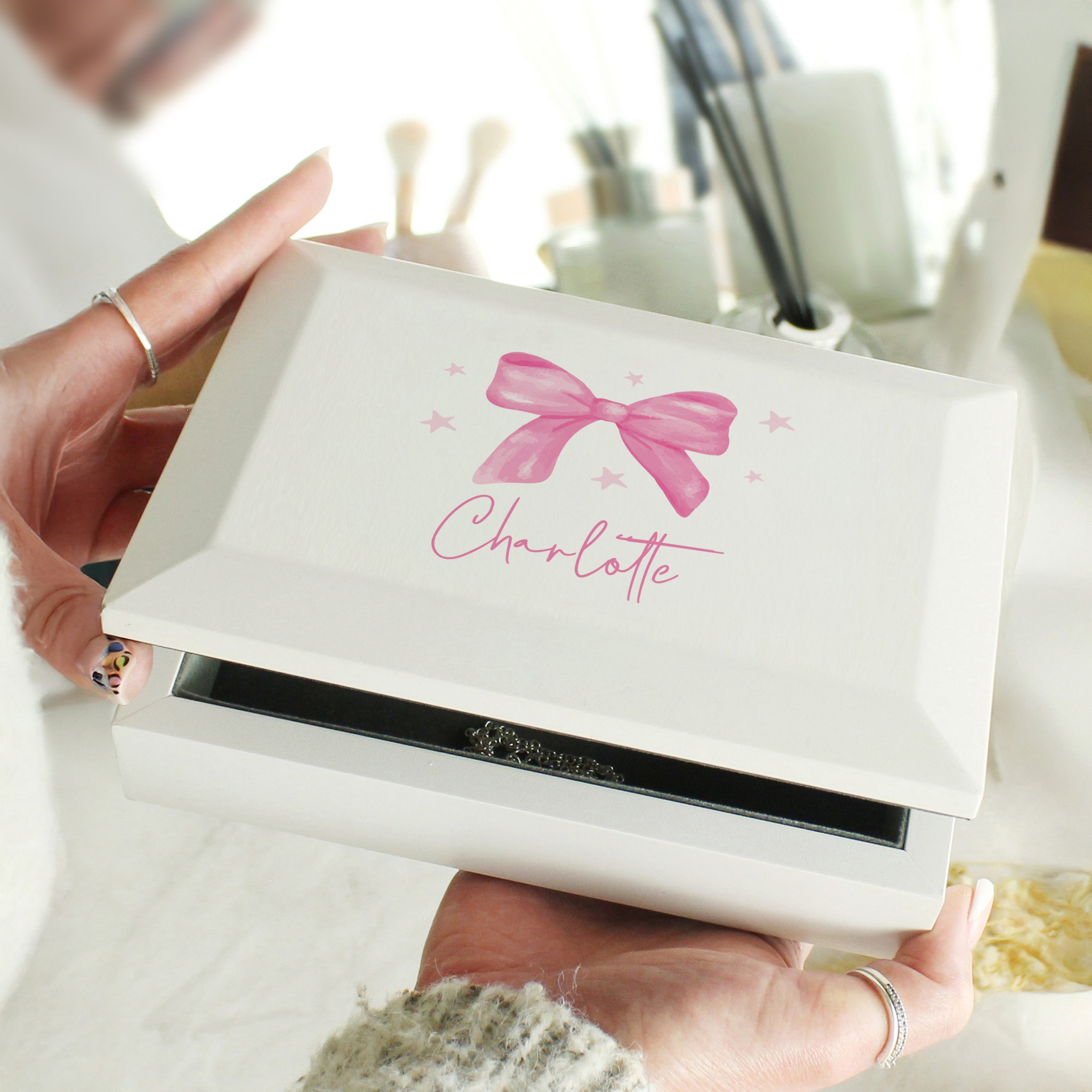 Personalised Bow Jewellery Box