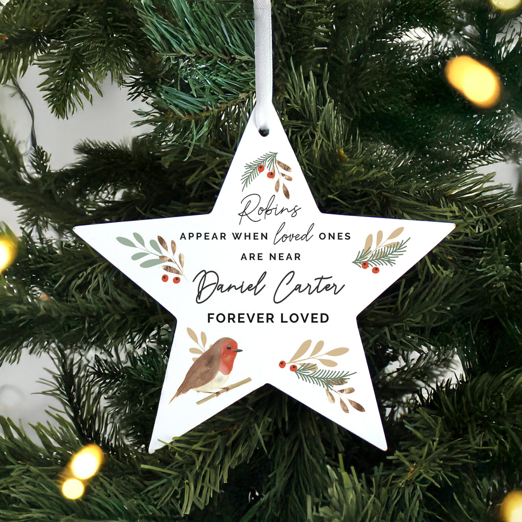 Personalised Robin Memorial Star Ornament