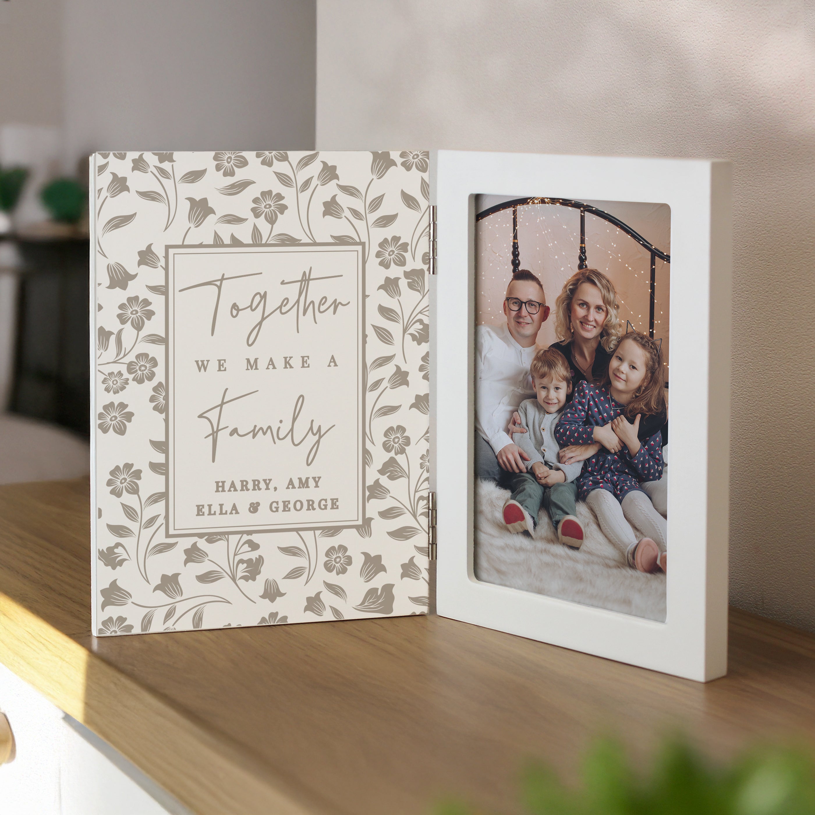 Personalised Family Wooden Hinged 6x4 Photo Frame