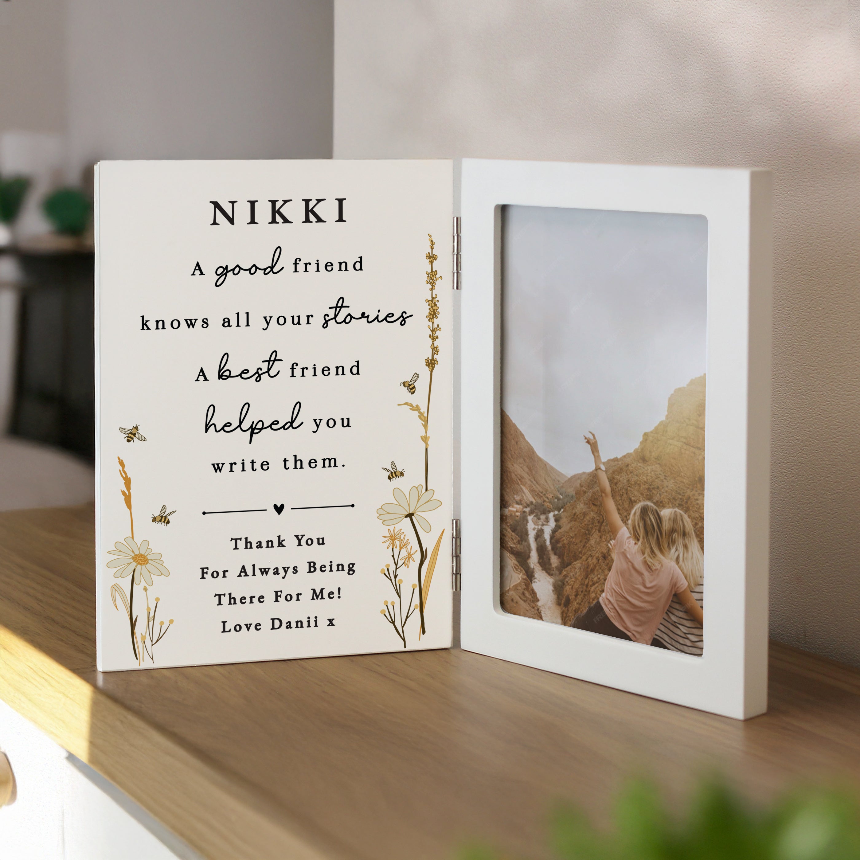 Personalised Friend Wooden Hinged 6x4 Photo Frame