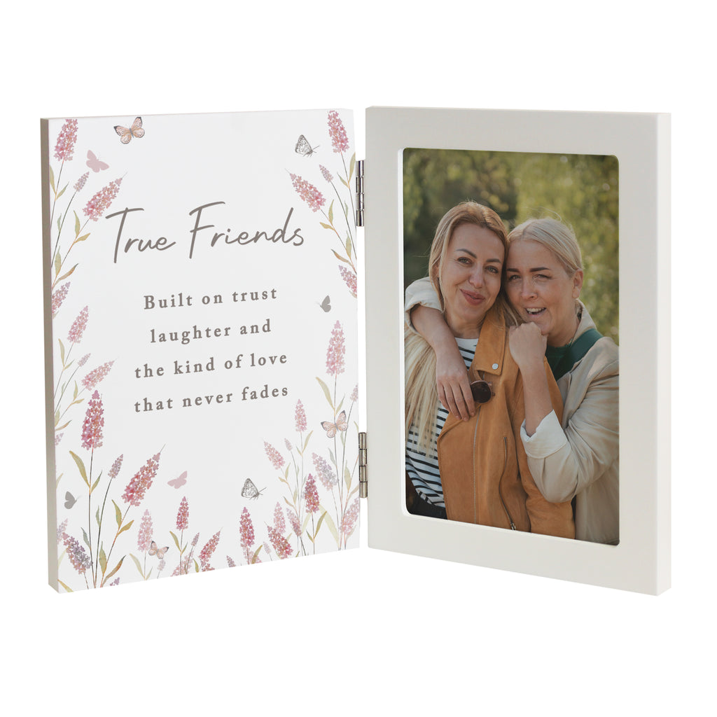 Personalised Floral Wooden Hinged 6x4 Photo Frame