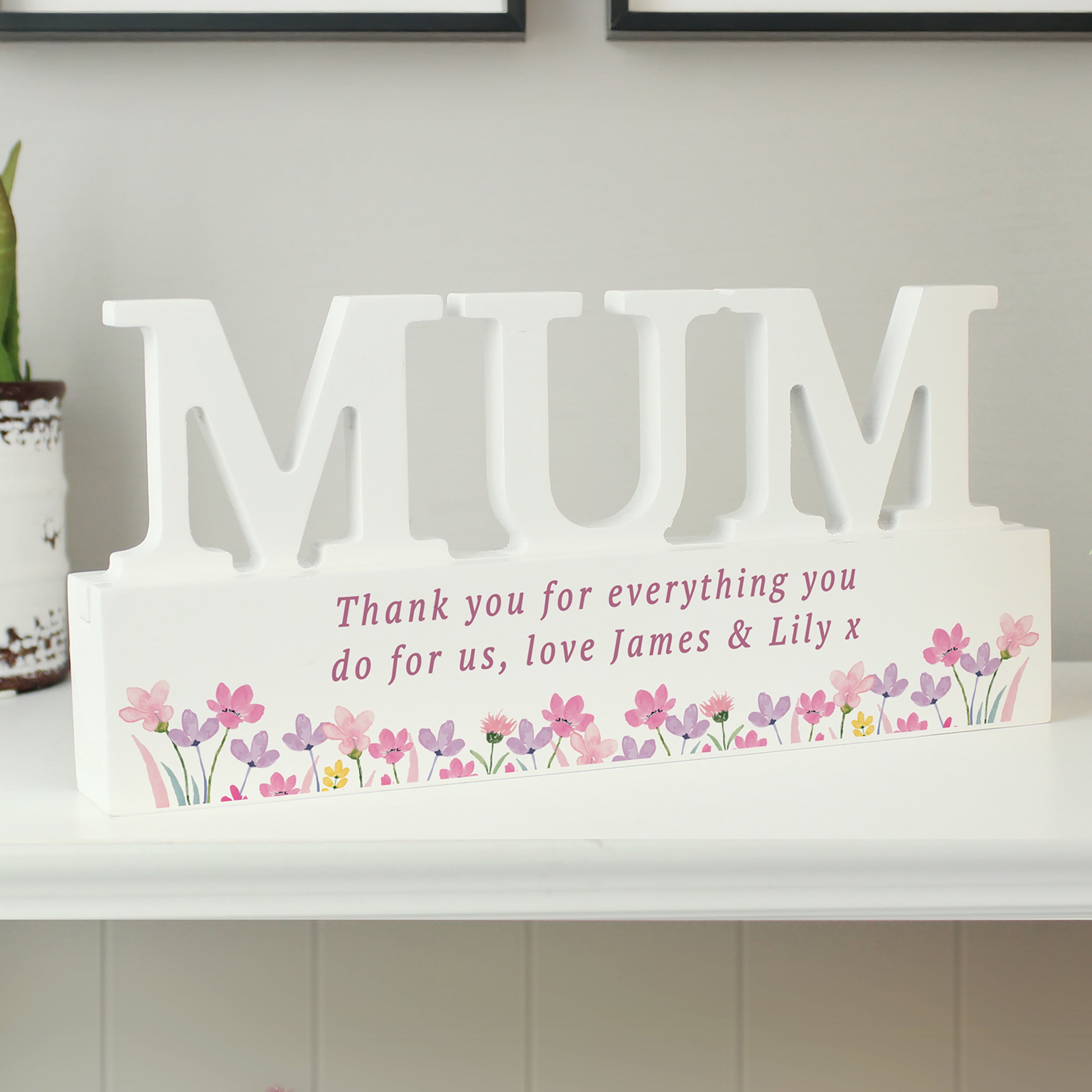 Personalised Floral Wooden Mum Ornament