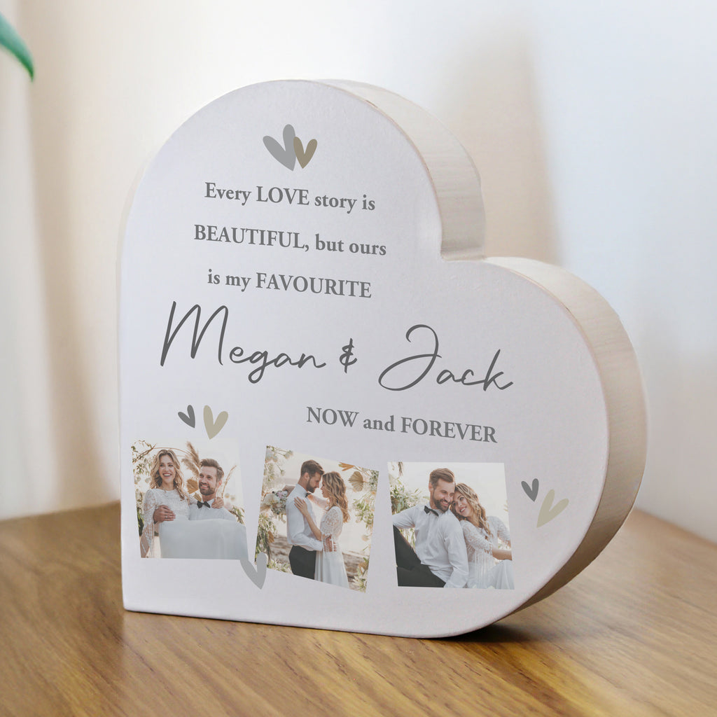 Personalised Photo Upload Grey Heart Ornament