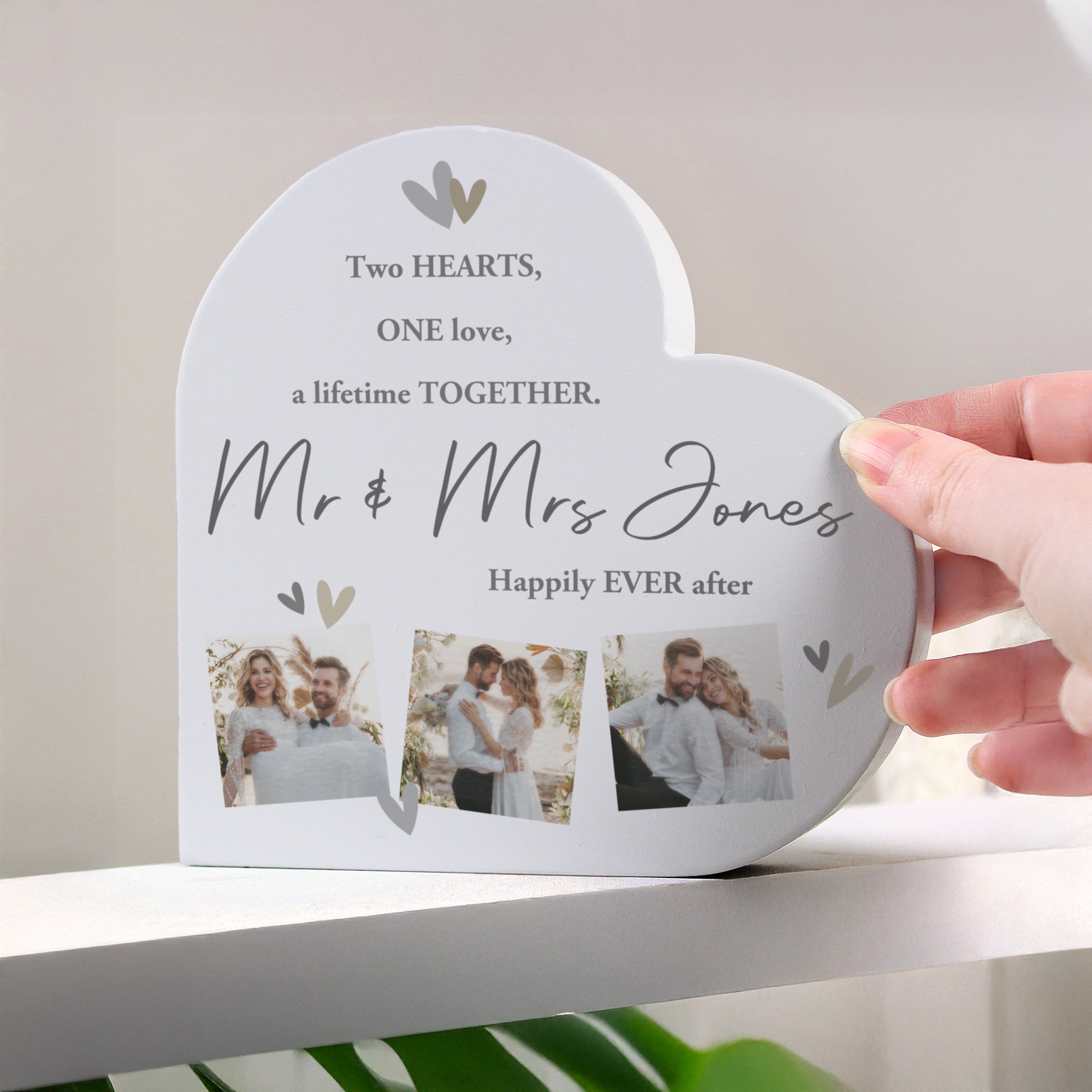 Personalised Photo Upload Grey Heart Ornament