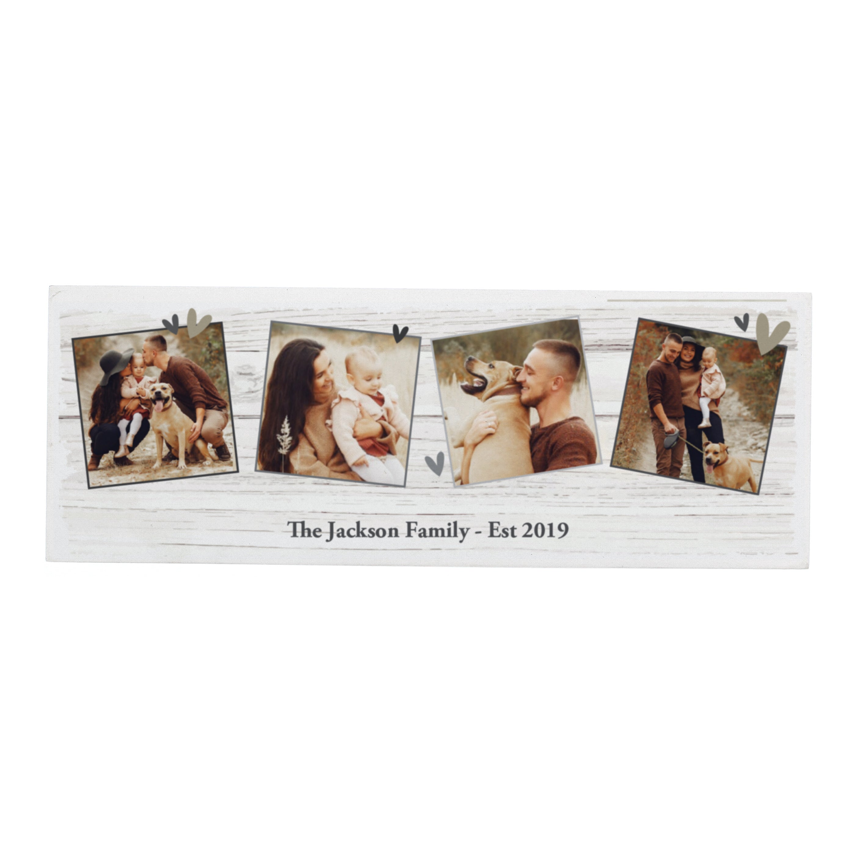 Personalised Photo Upload Hearts Mantel Block