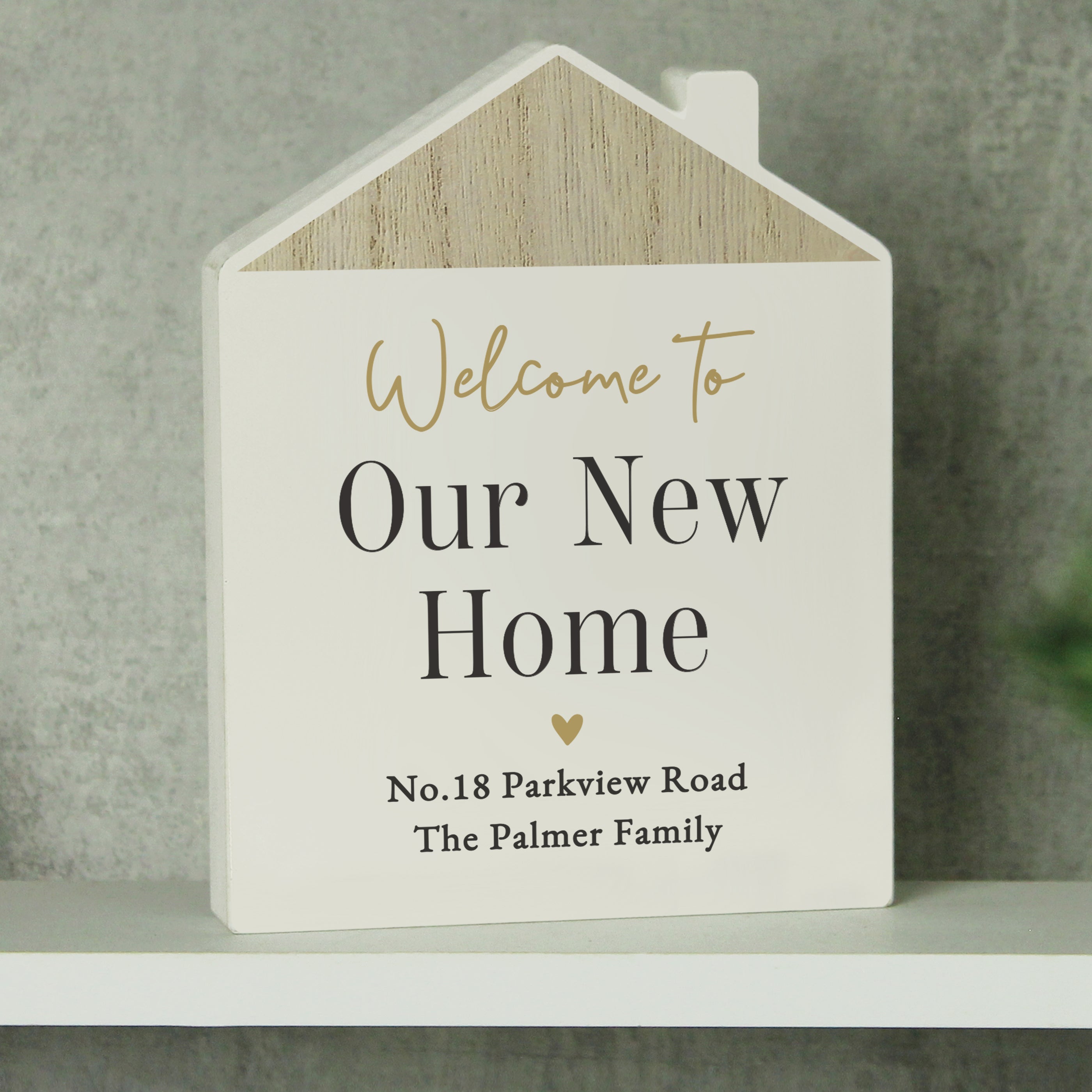 Personalised Black & Gold Free Text Wooden House Ornament