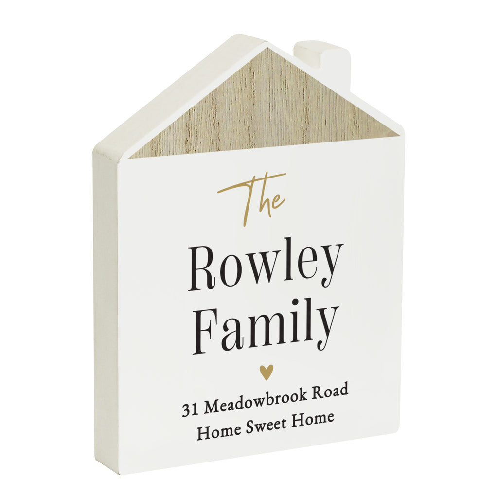 Personalised Black & Gold Free Text Wooden House Ornament