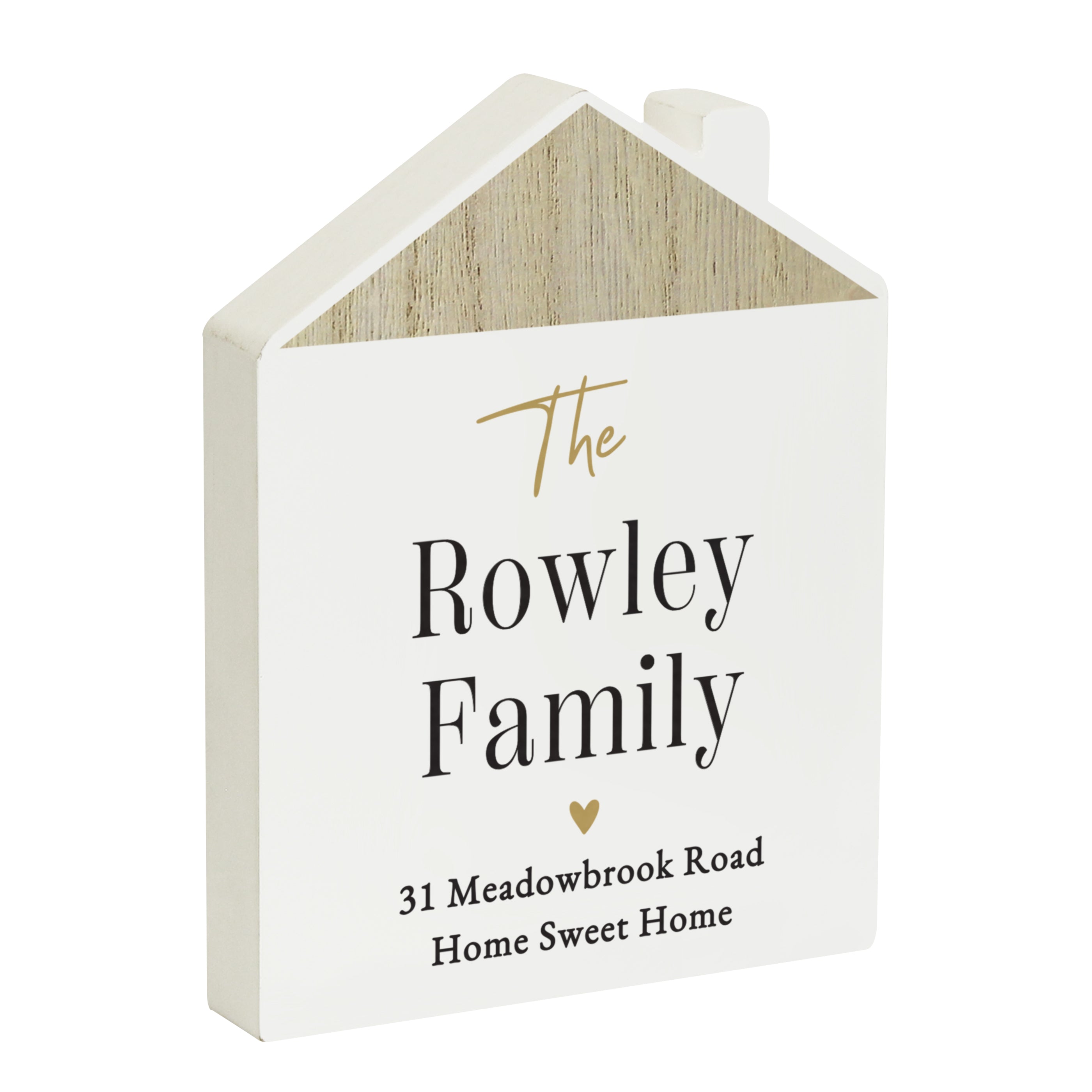 Personalised Black & Gold Free Text Wooden House Ornament