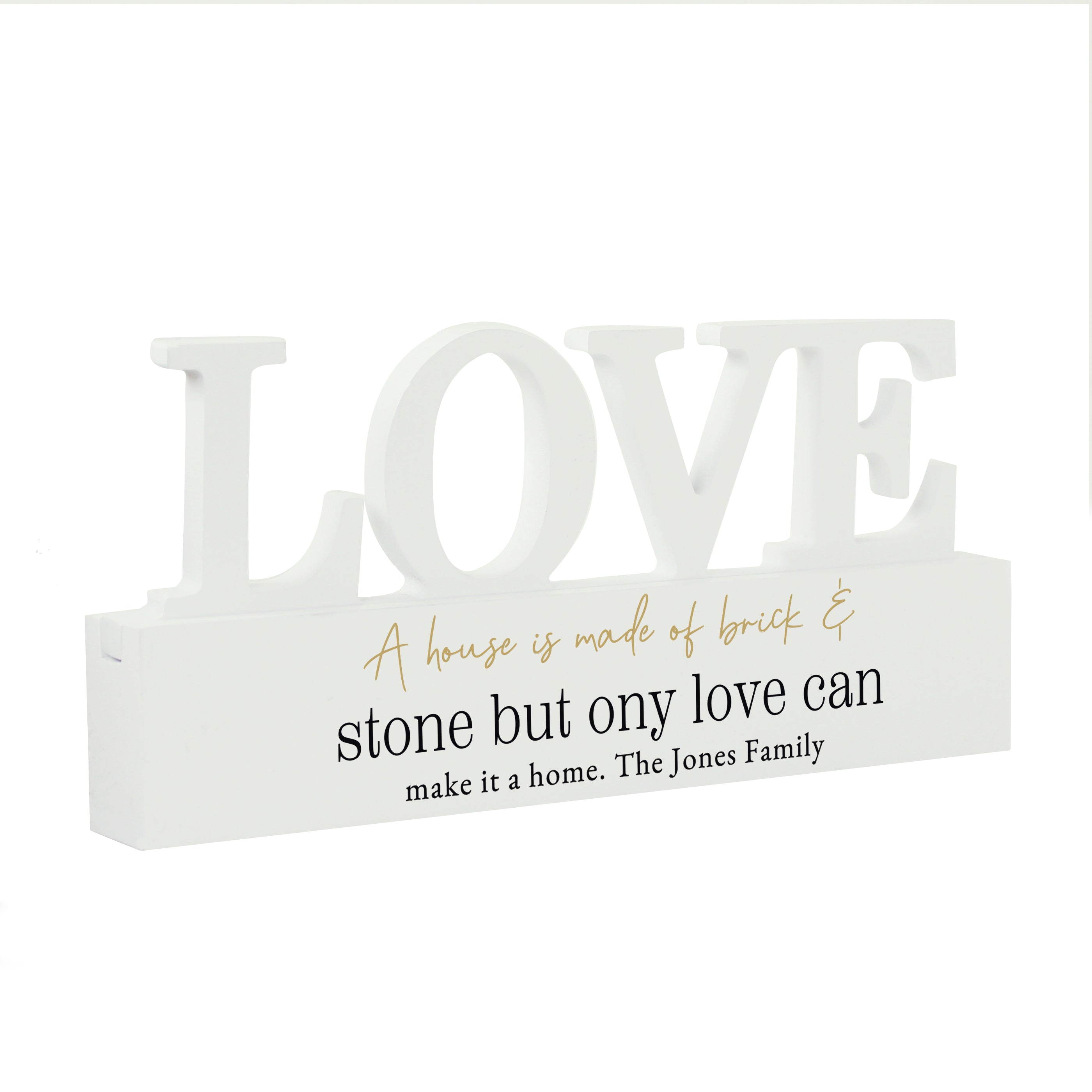 Personalised Black & Gold Free Text LOVE Word Plaque