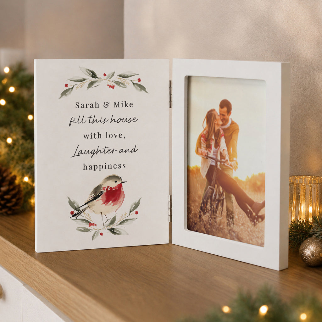 Personalised Robin Hinged Wooden Frame