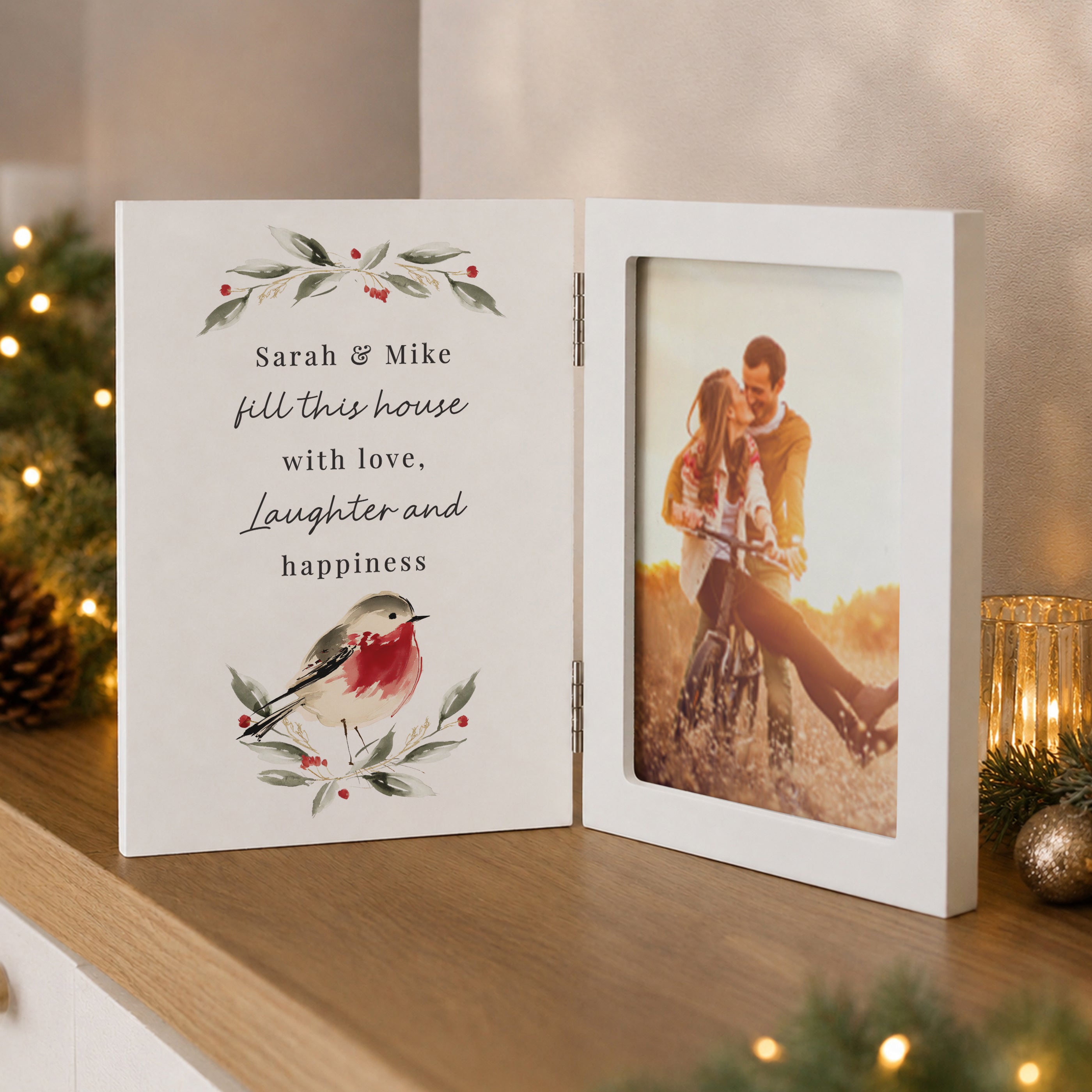 Personalised Robin Hinged Wooden Frame