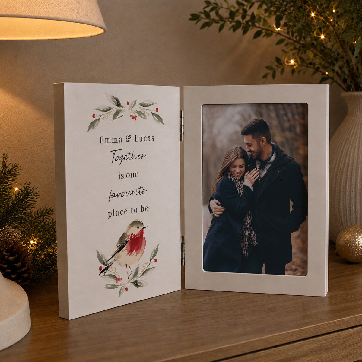 Personalised Robin Hinged Wooden Frame