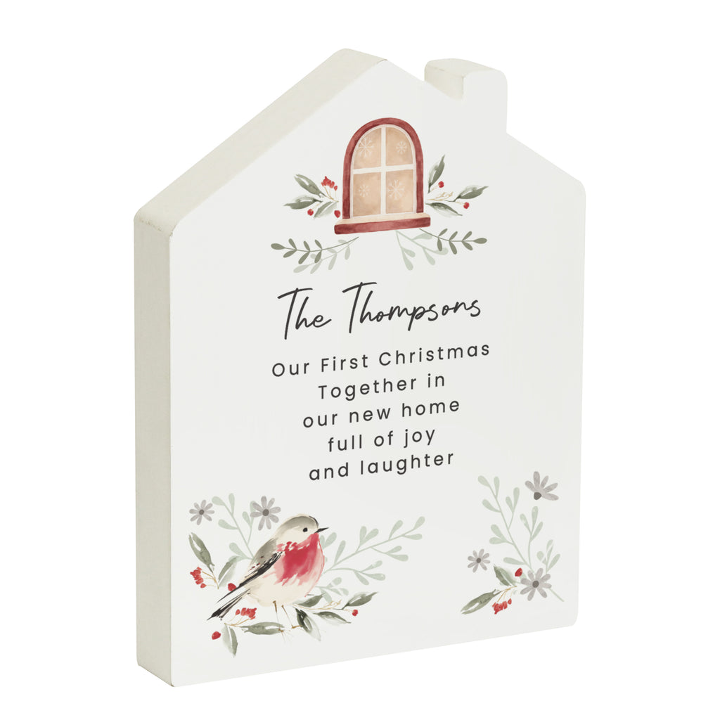 Personalised Robin Wooden House Ornament