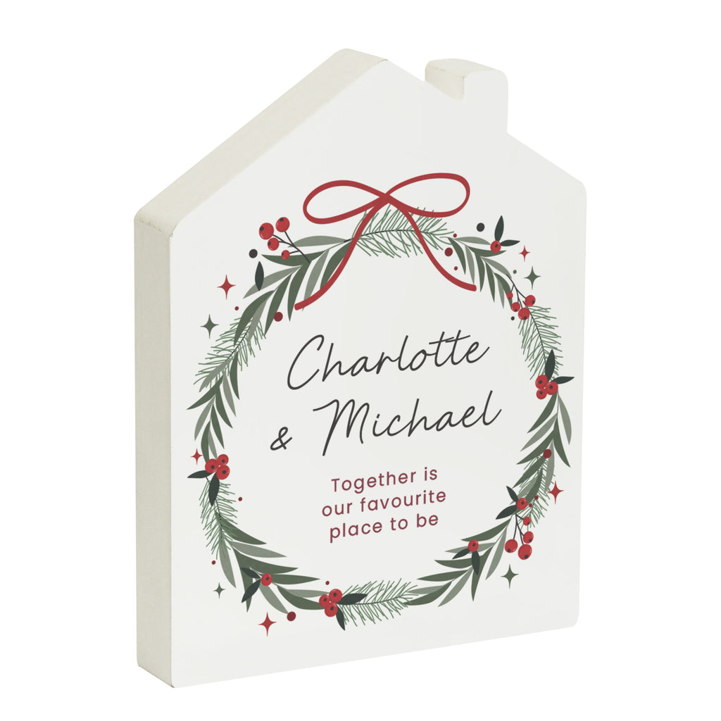 Personalised Green Christmas Wreath House Ornament