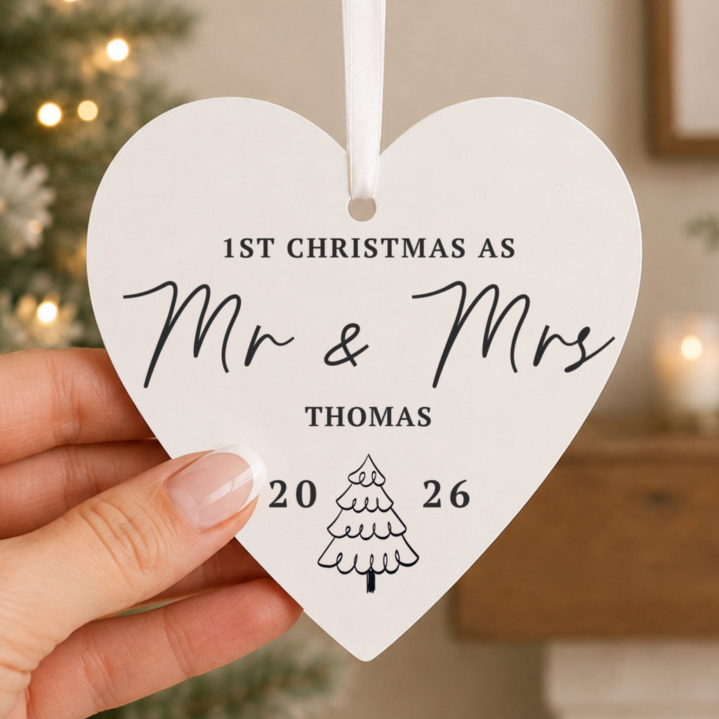 Personalised Christmas Tree Wooden Heart Decoration