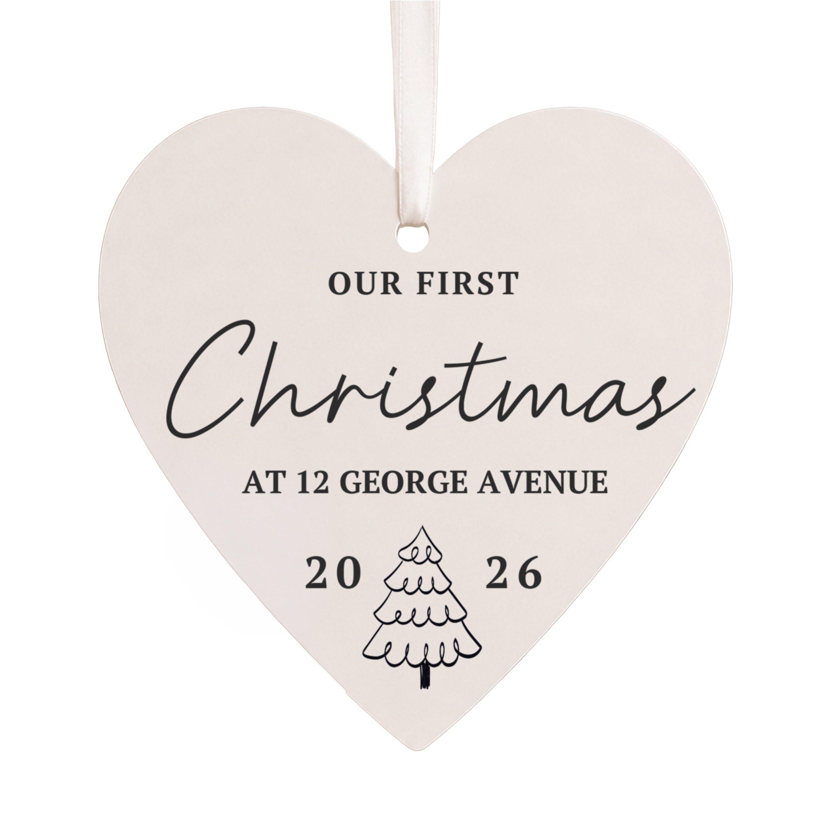 Personalised Christmas Tree Wooden Heart Decoration