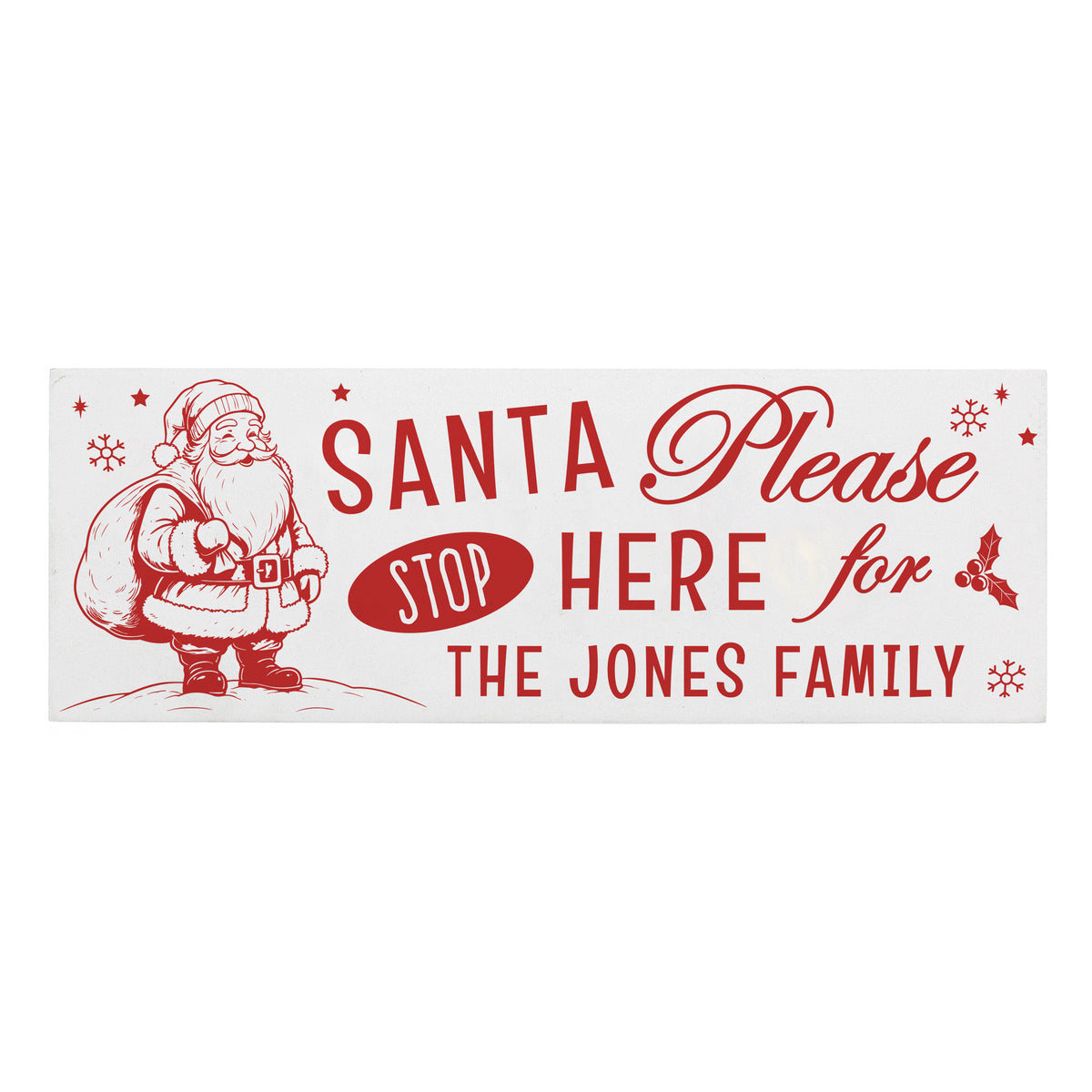 Personalised Santa Stop Here Wooden Mantle Block