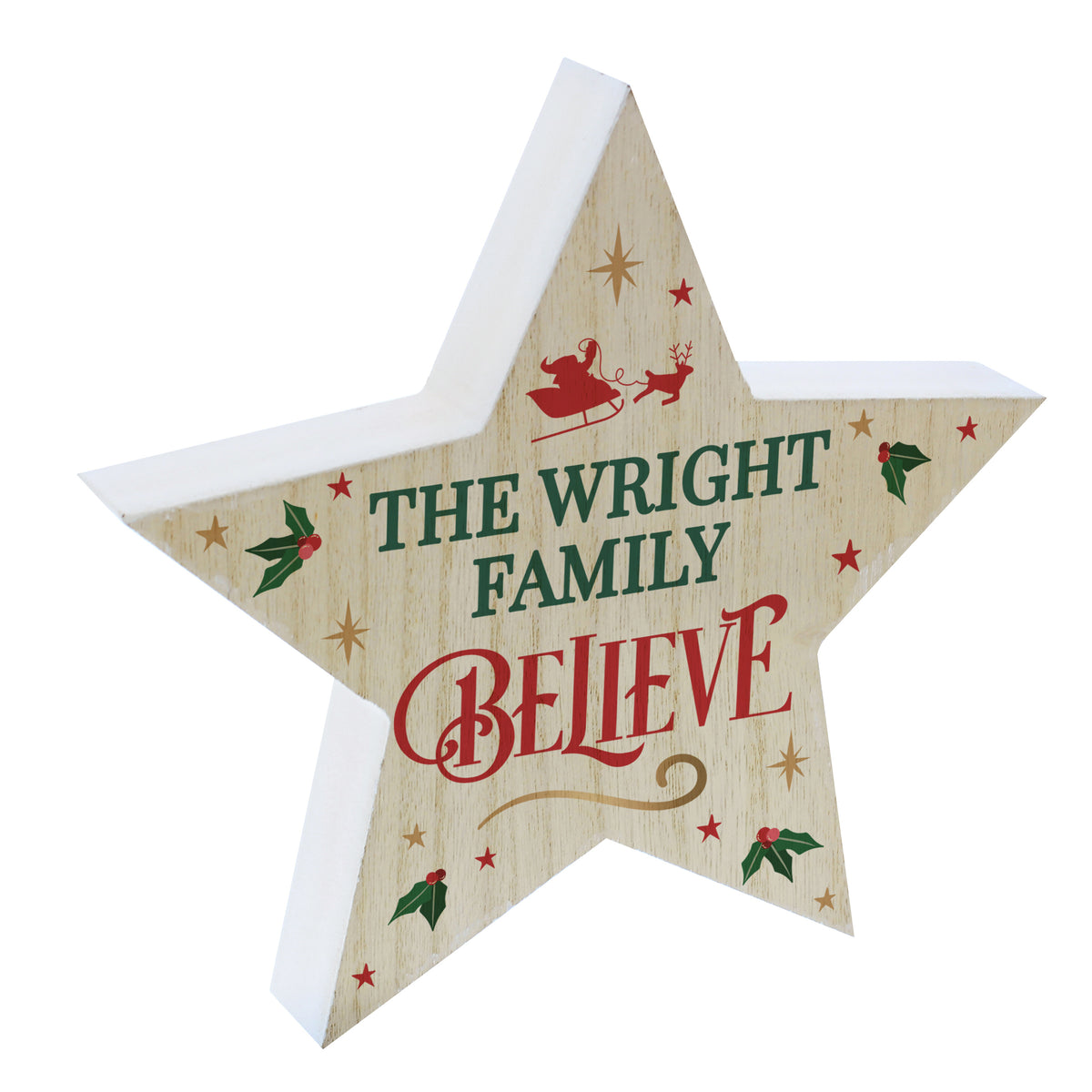 Personalised Believe Wooden Star Ornament